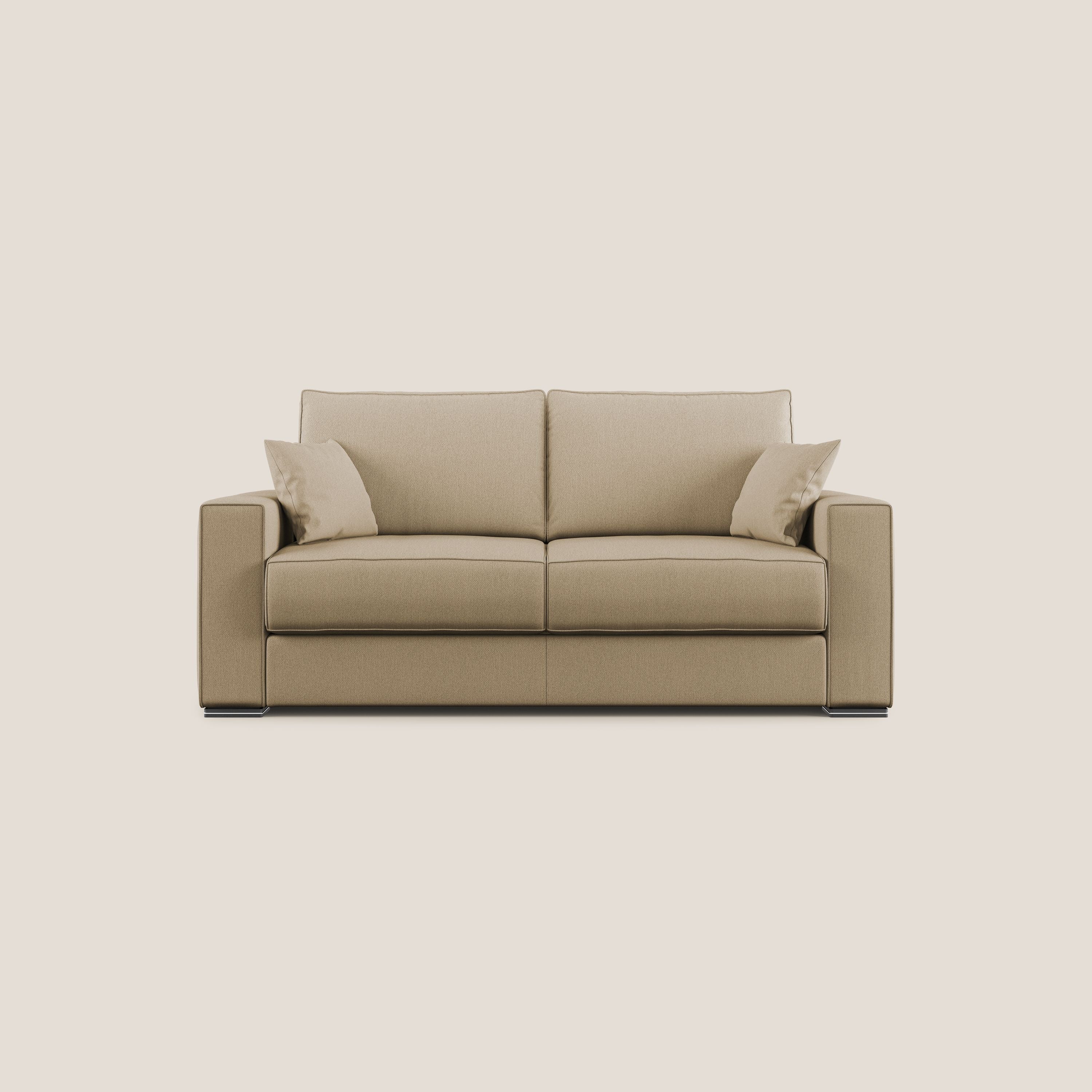 Dream Divano letto moderno dai morbidi cuscini in tessuto smacchiabile T05 beige - divani.store
