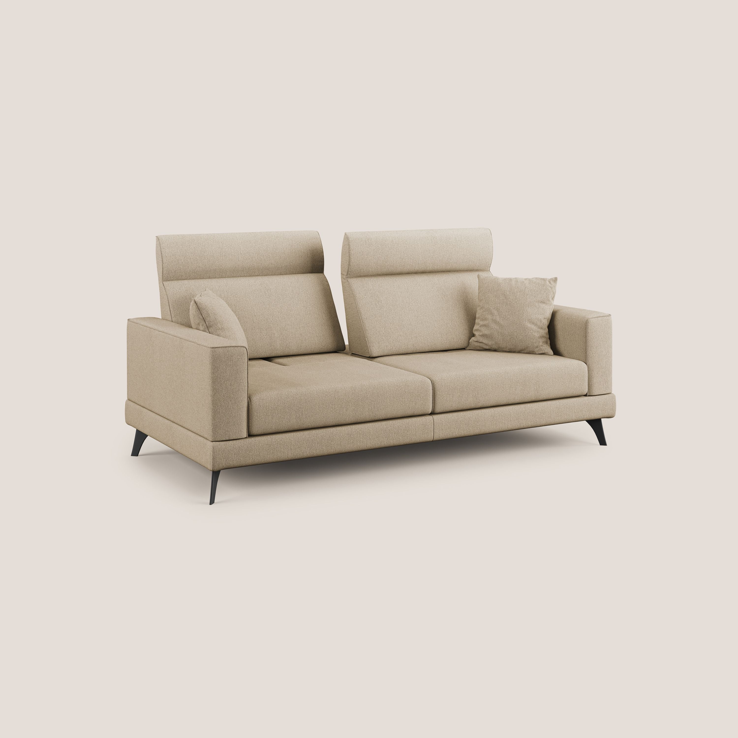 Slide Divano con schienali traslanti e poggiatesta in tessuto smacchiabile T05 beige - divani.store