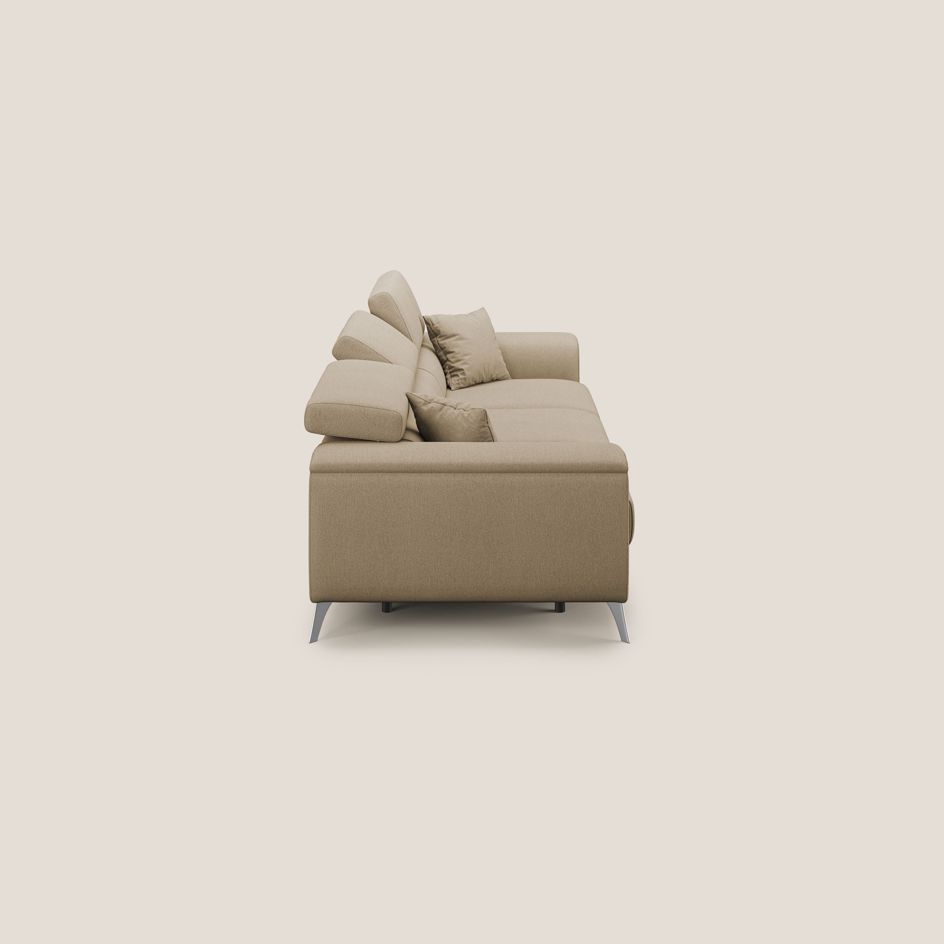 Fusion divano con 3 sedute allungabili in tessuto smacchiabile T05 beige - divani.store