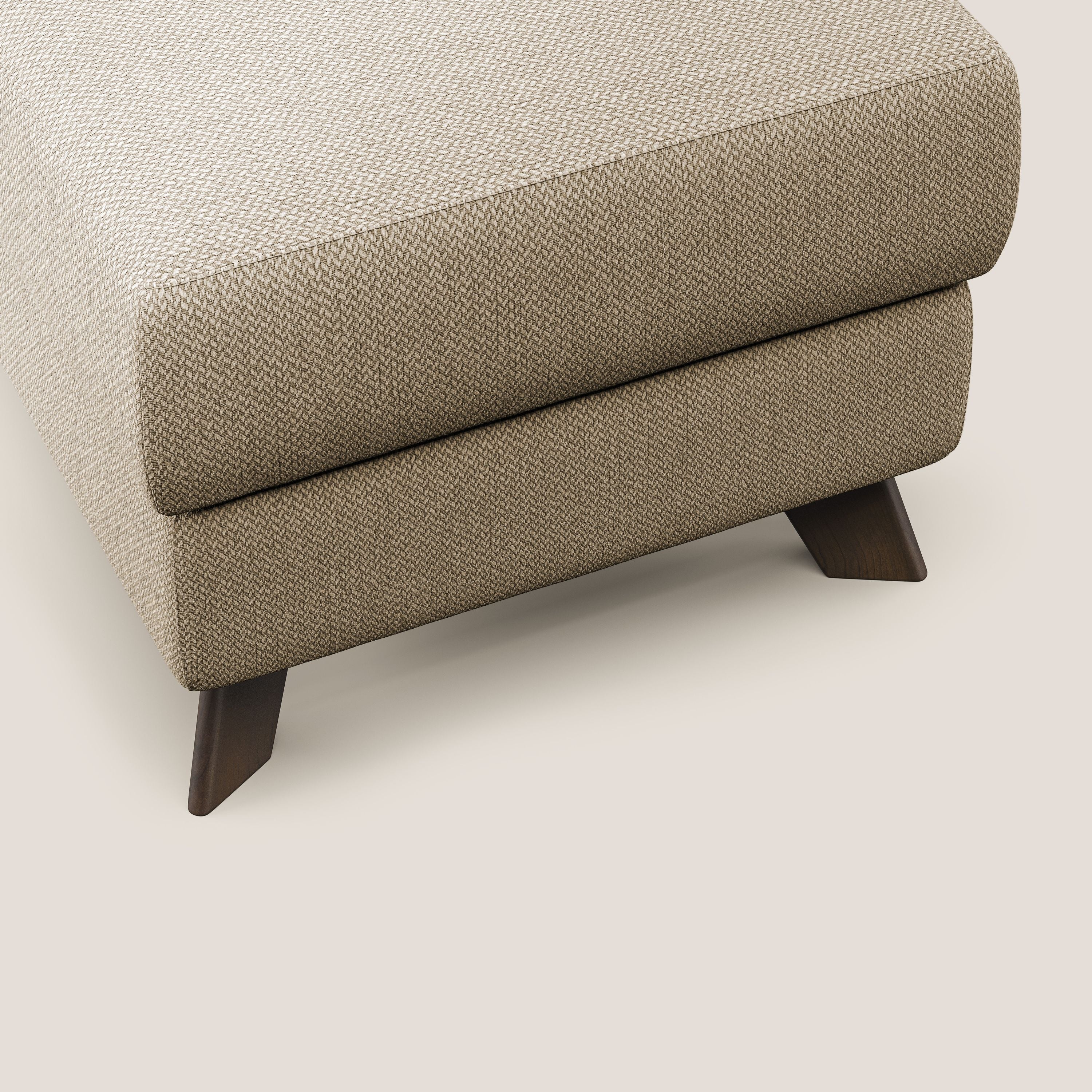 Moon Pouf contenitore e piedini alti in tessuto smacchiabile con acqua T05 beige - divani.store