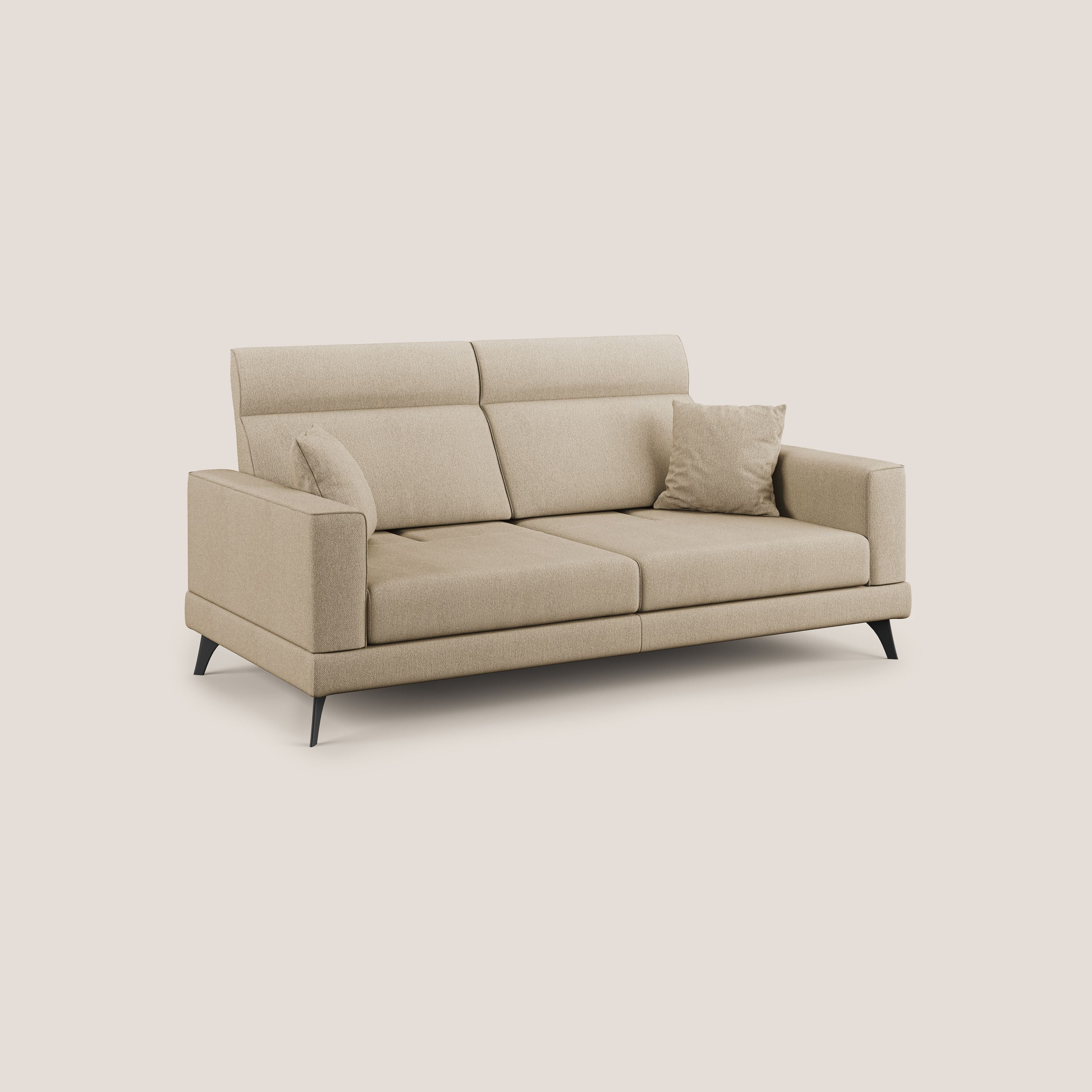 Slide Divano con schienali traslanti e poggiatesta in tessuto smacchiabile T05 beige - divani.store