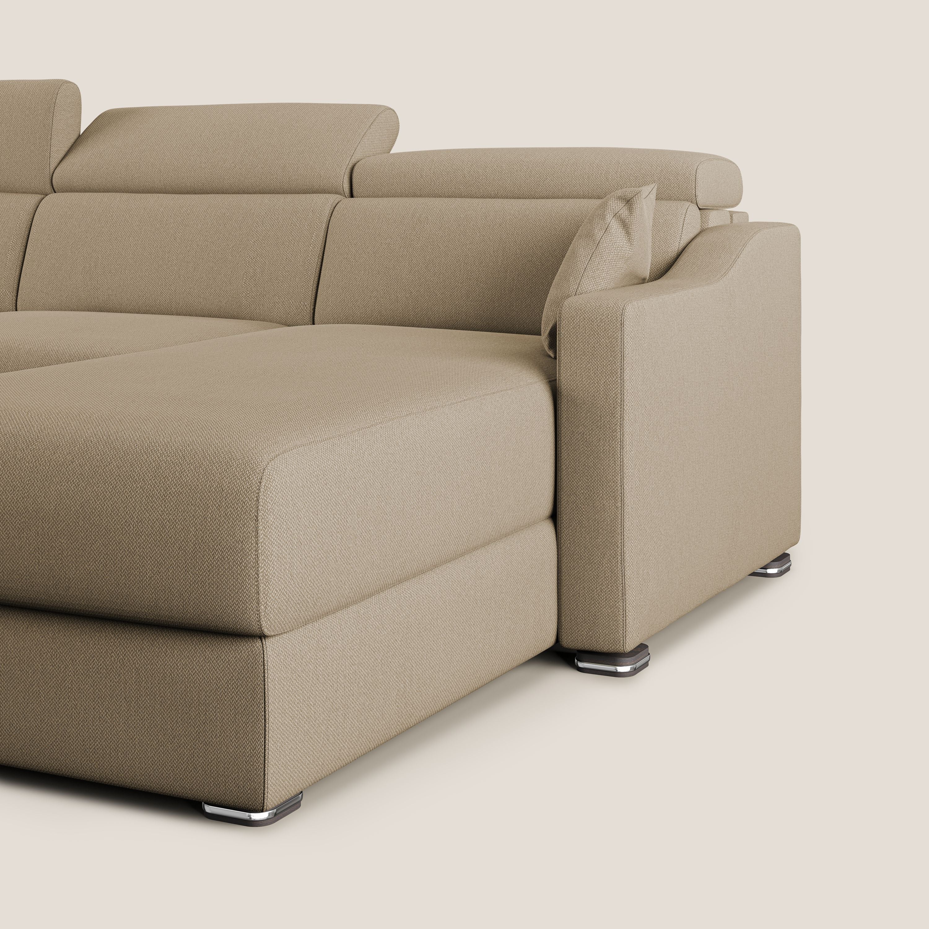 Amber divano letto angolare in tessuto smacchiabile T05 beige - divani.store