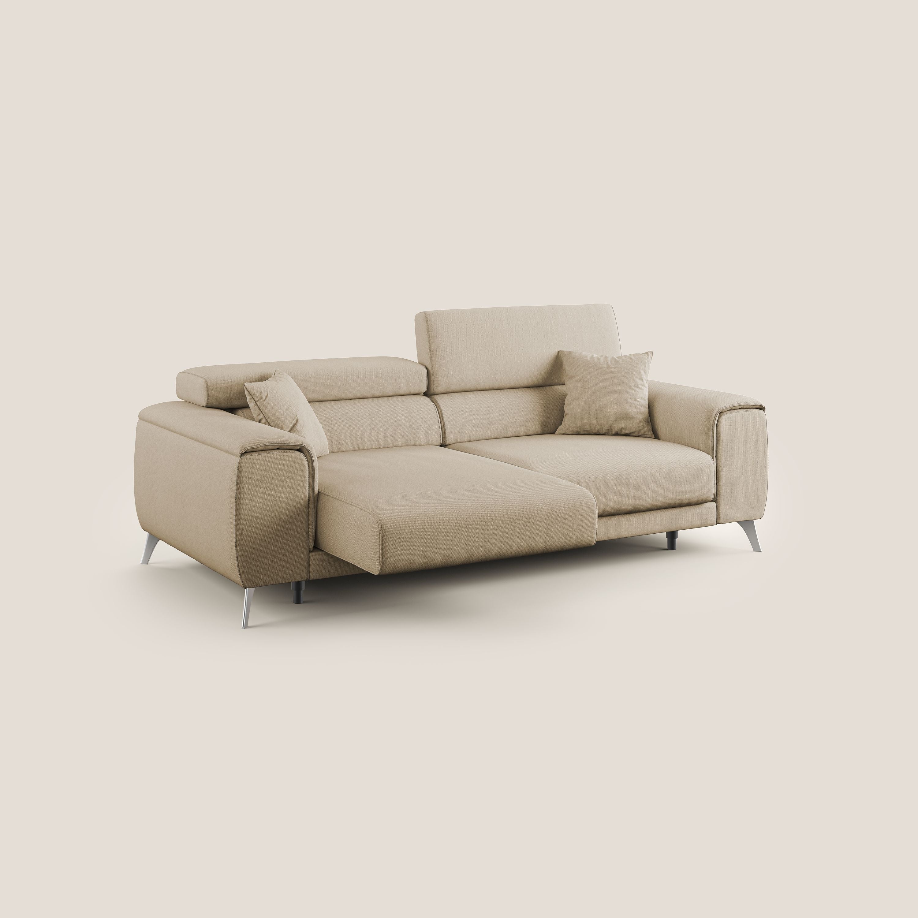 Fusion divano con sedute allungabili in tessuto smacchiabile T05 beige - divani.store