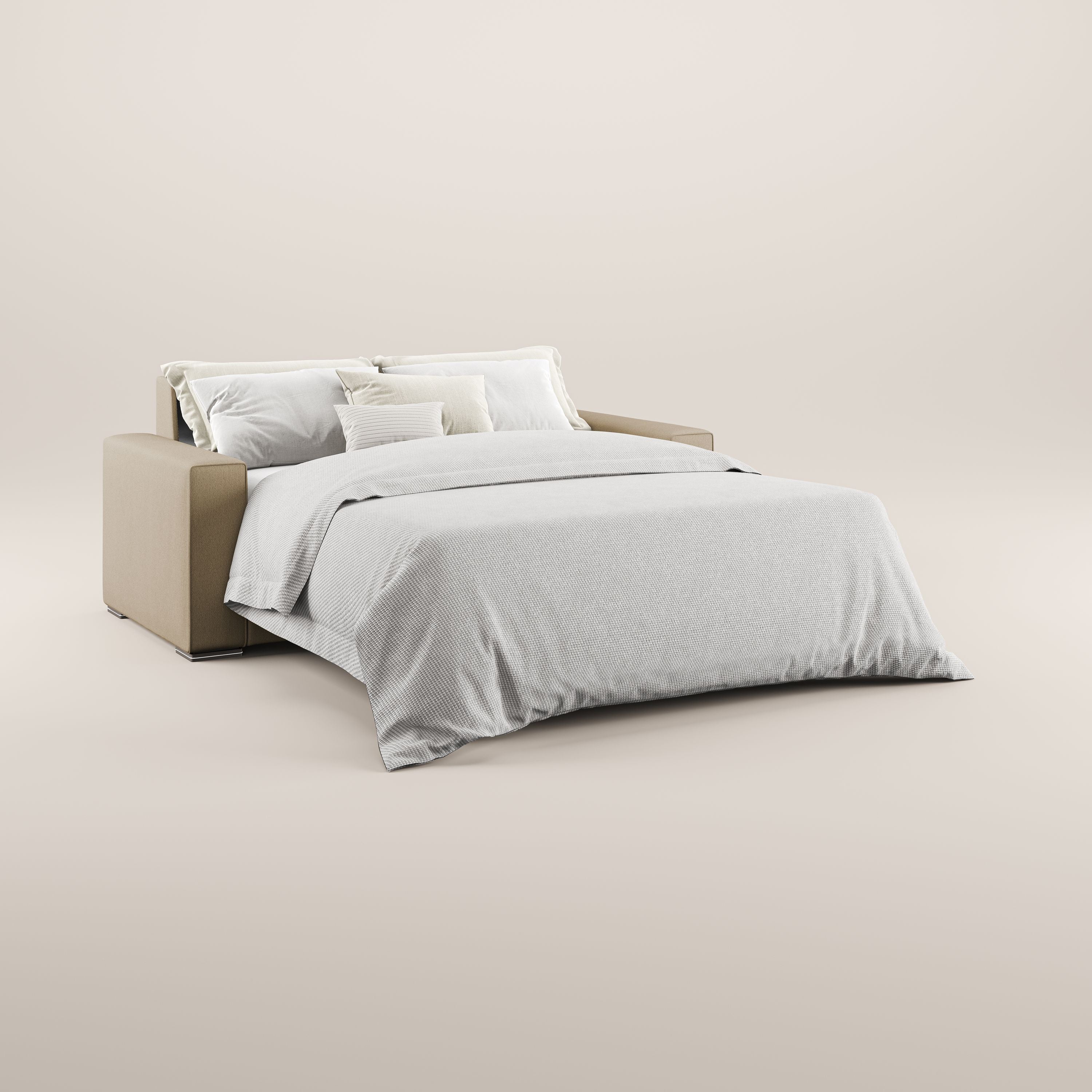Dream Divano letto moderno dai morbidi cuscini in tessuto smacchiabile T05 beige - divani.store