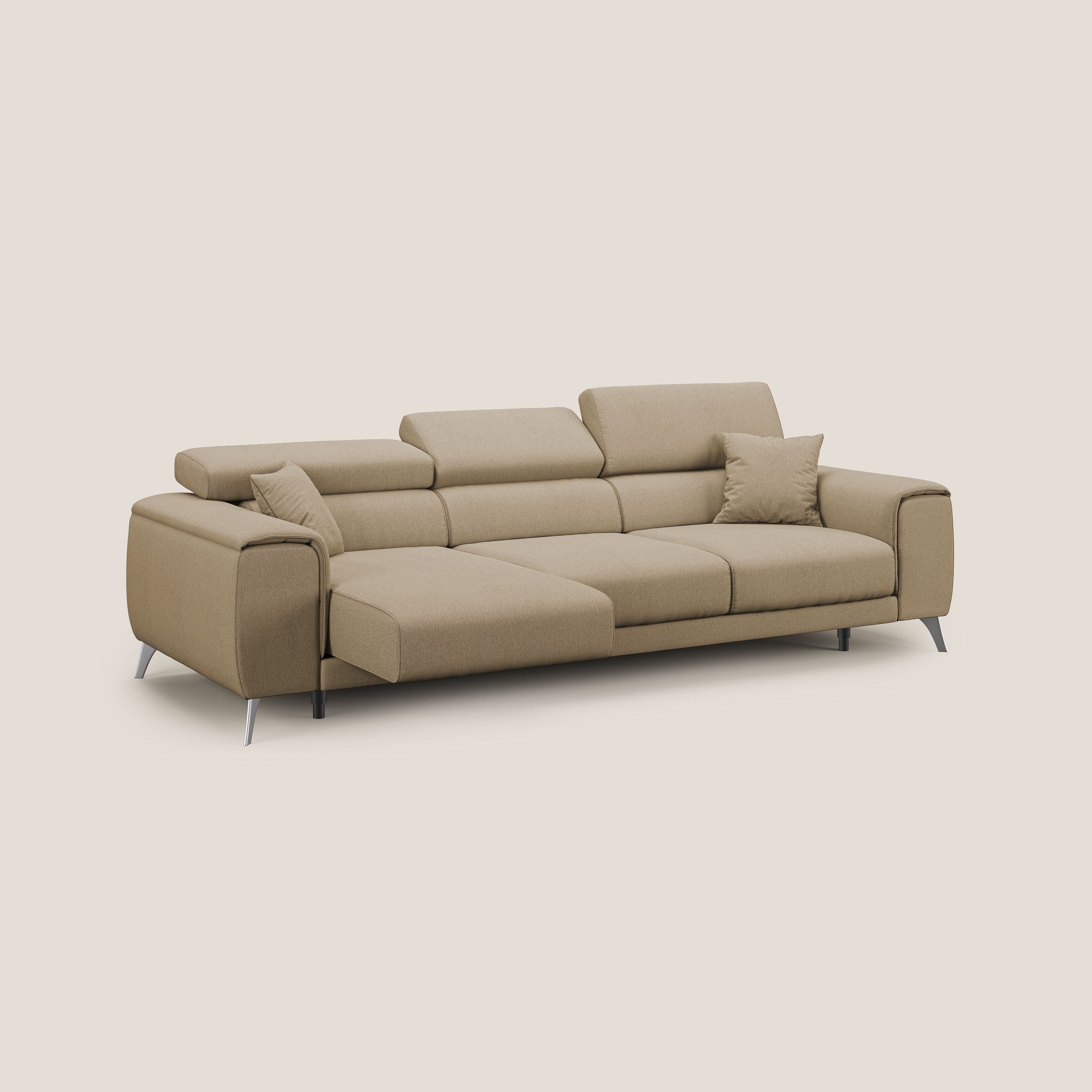 Fusion divano con 3 sedute allungabili in tessuto smacchiabile T05 beige - divani.store