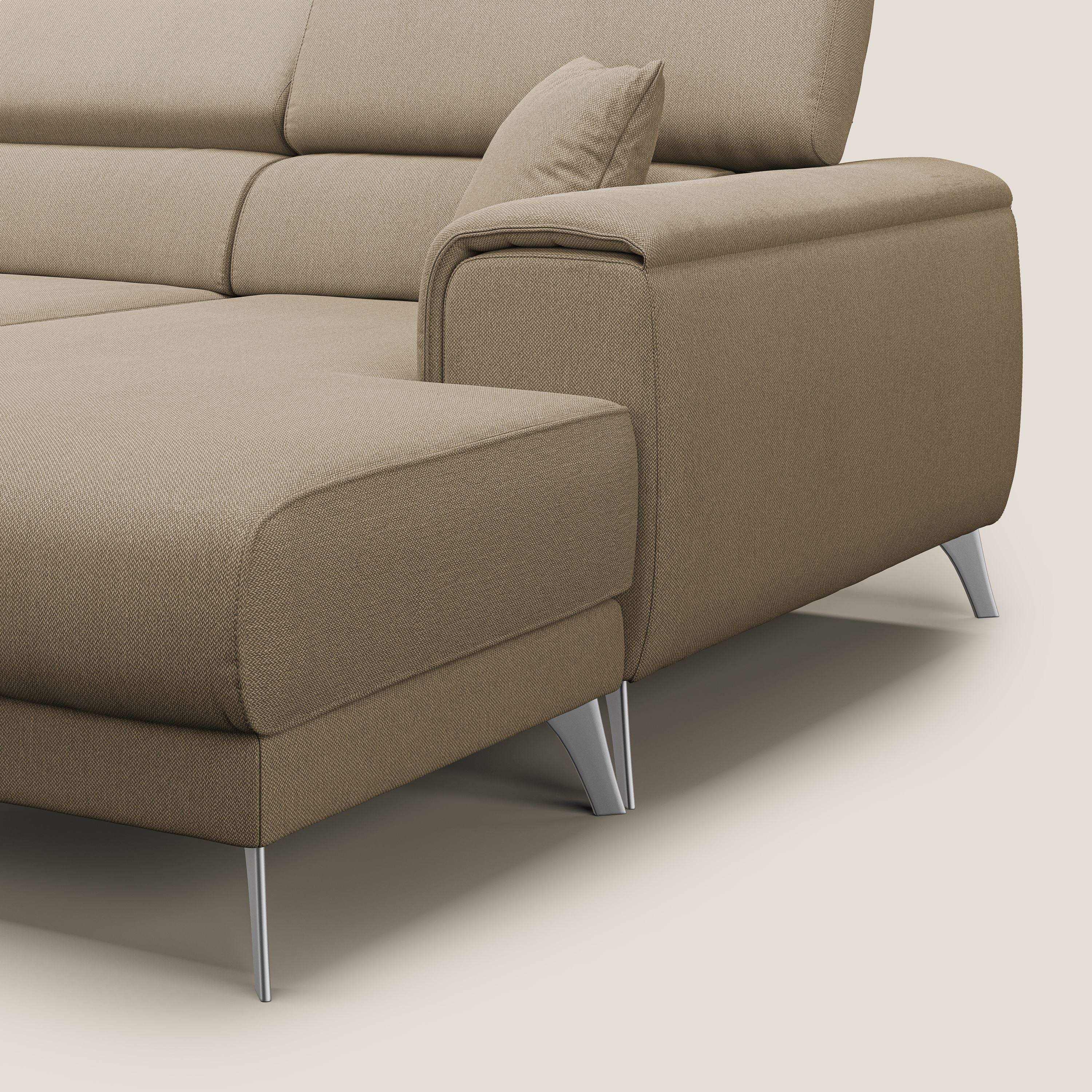 Fusion Divano angolare con sedute scorrevoli in tessuto morbido smacchiabile T05 beige - divani.store