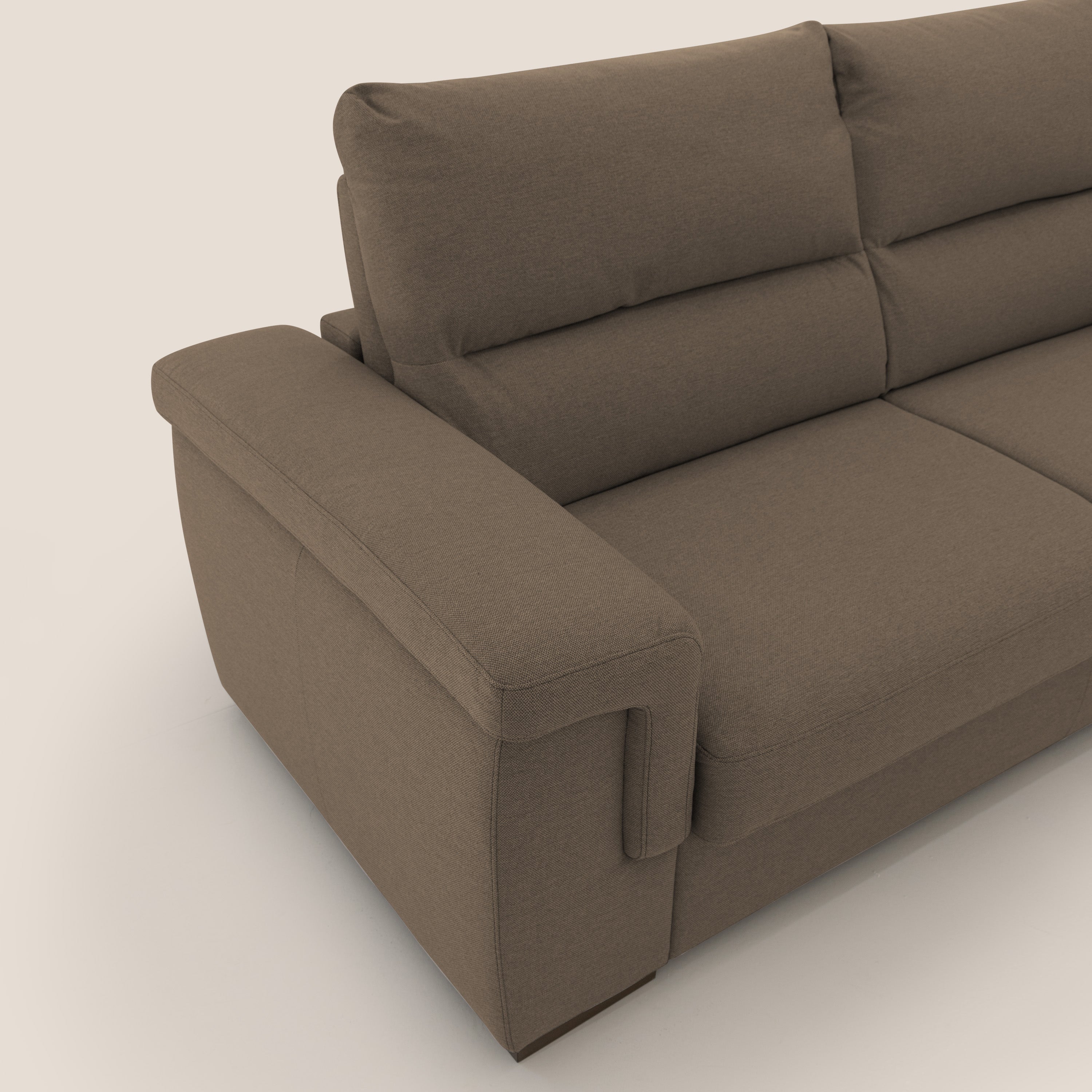 Magnolia divano letto con materasso alto 18 cm morbido schienale alto in tessuto smacchiabile T05 marrone - divani.store