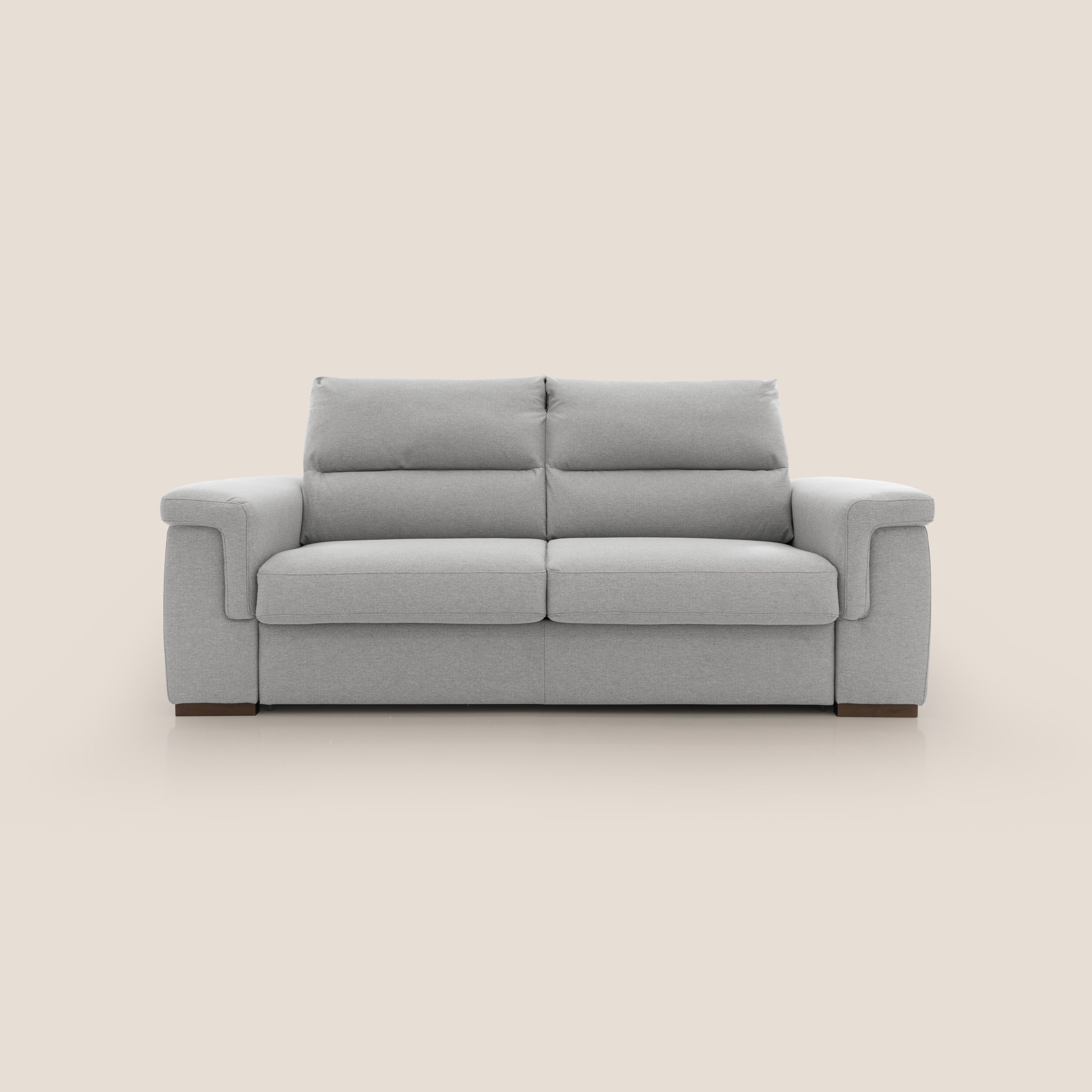 Magnolia divano letto con materasso alto 18 cm morbido schienale alto in tessuto smacchiabile T05 grigio - divani.store