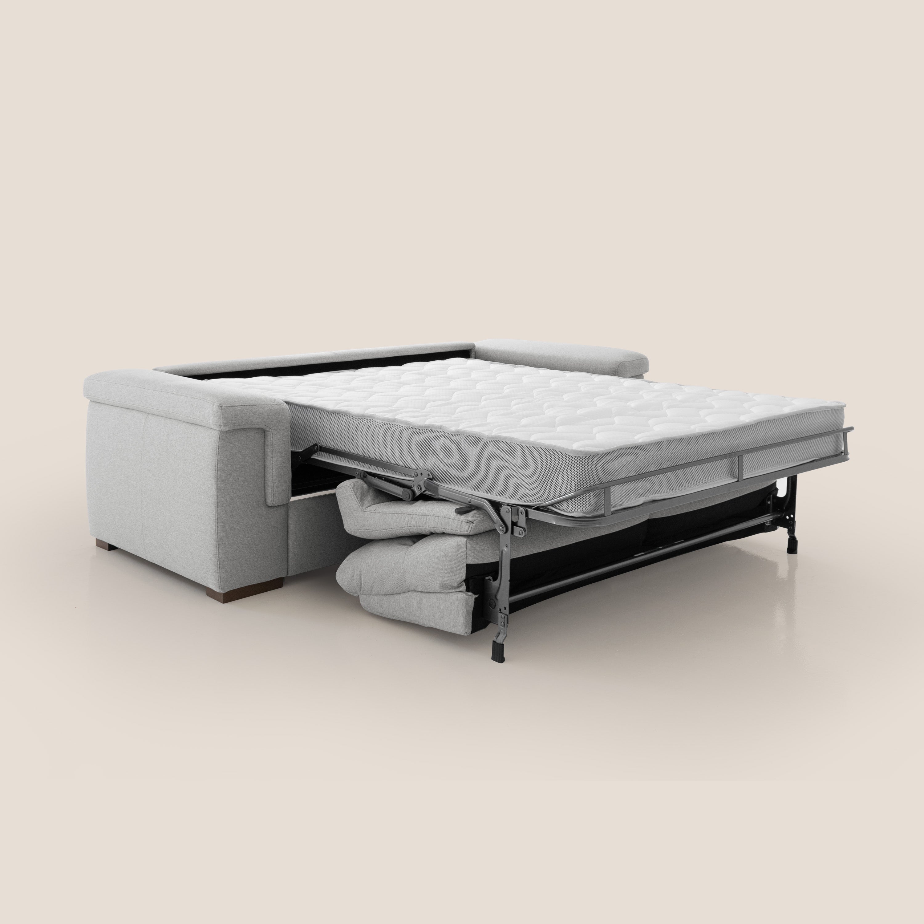 Magnolia divano letto con materasso alto 18 cm morbido schienale alto in tessuto smacchiabile T05 grigio - divani.store