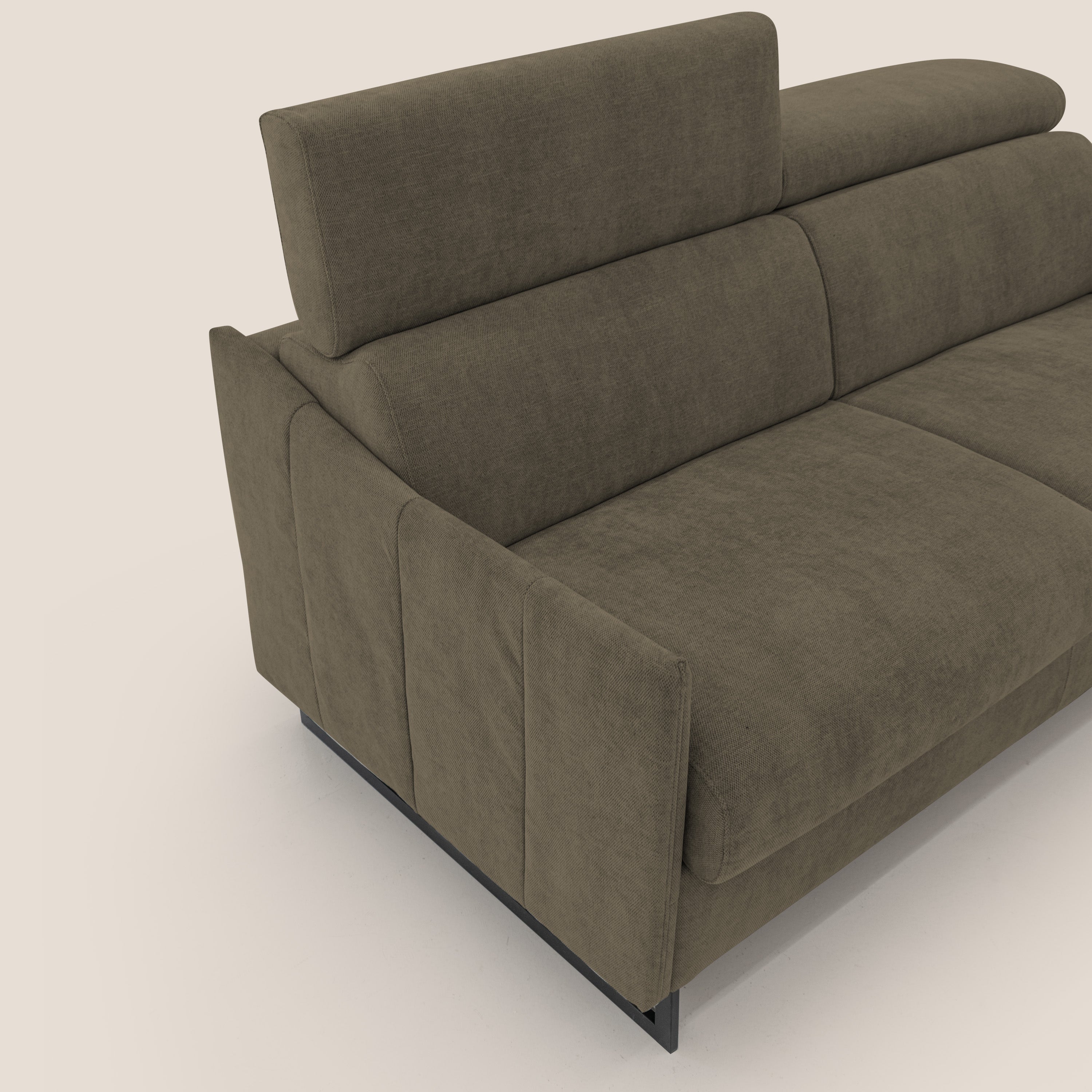 Loto divano letto salvaspazio materasso H18 cm con piedi alti in morbido tessuto impermeabile T14 marrone - divani.store