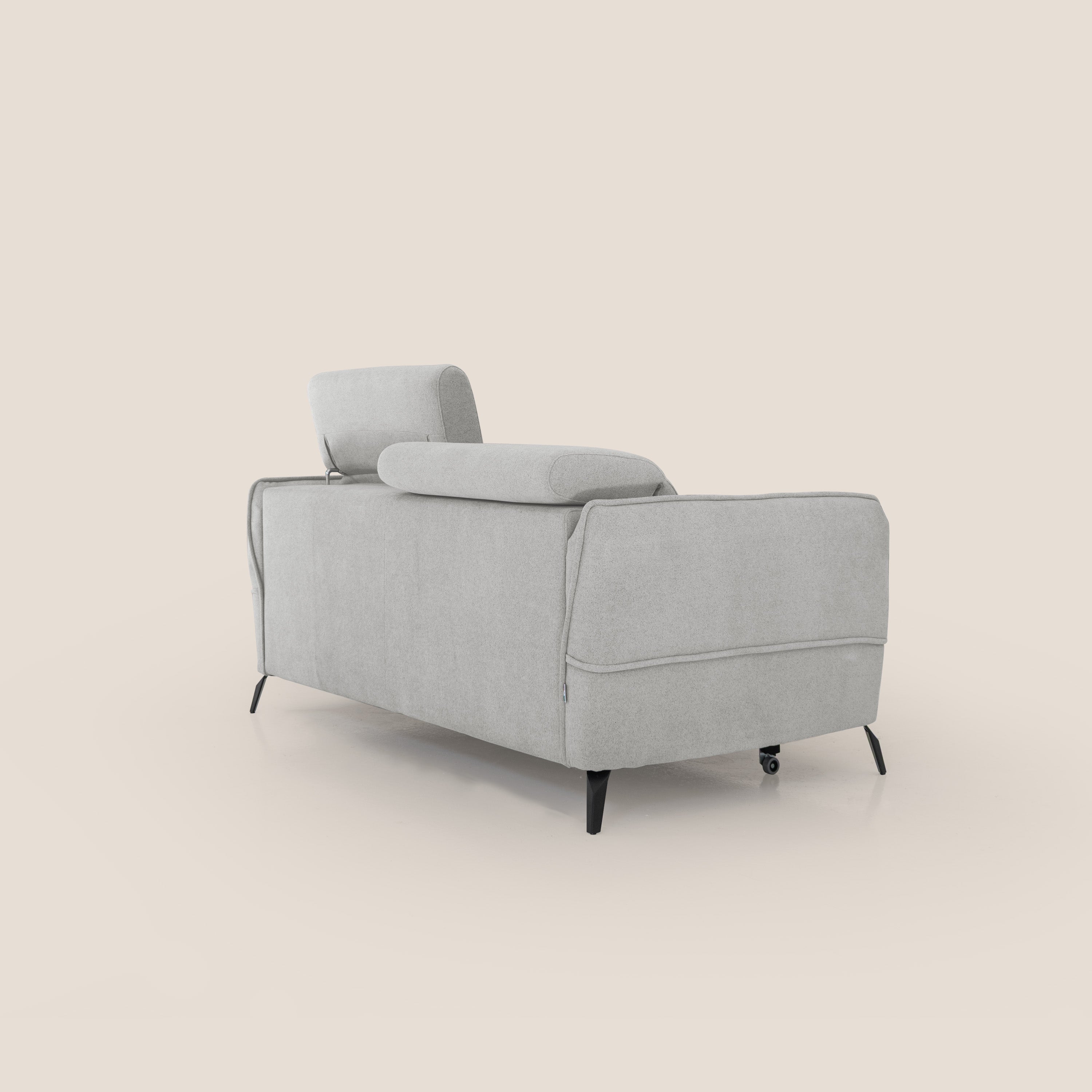 Bloom Divano con poggiapiedi estraibile piedini alti e poggiatesta reclinabili in tessuto bouclé impermeabile T07 grigio - divani.store