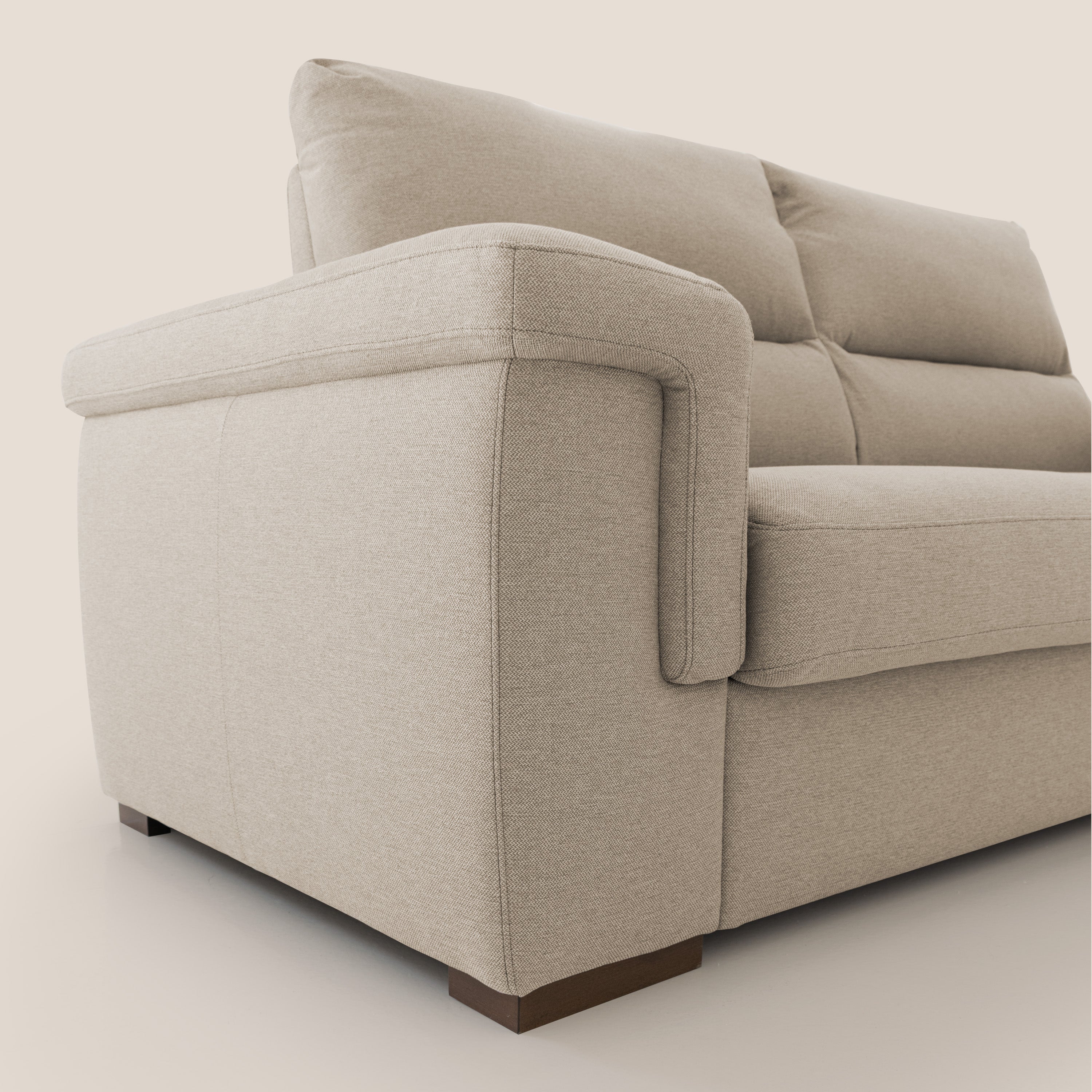 Magnolia divano letto con materasso alto 18 cm morbido schienale alto in tessuto smacchiabile T05 beige - divani.store