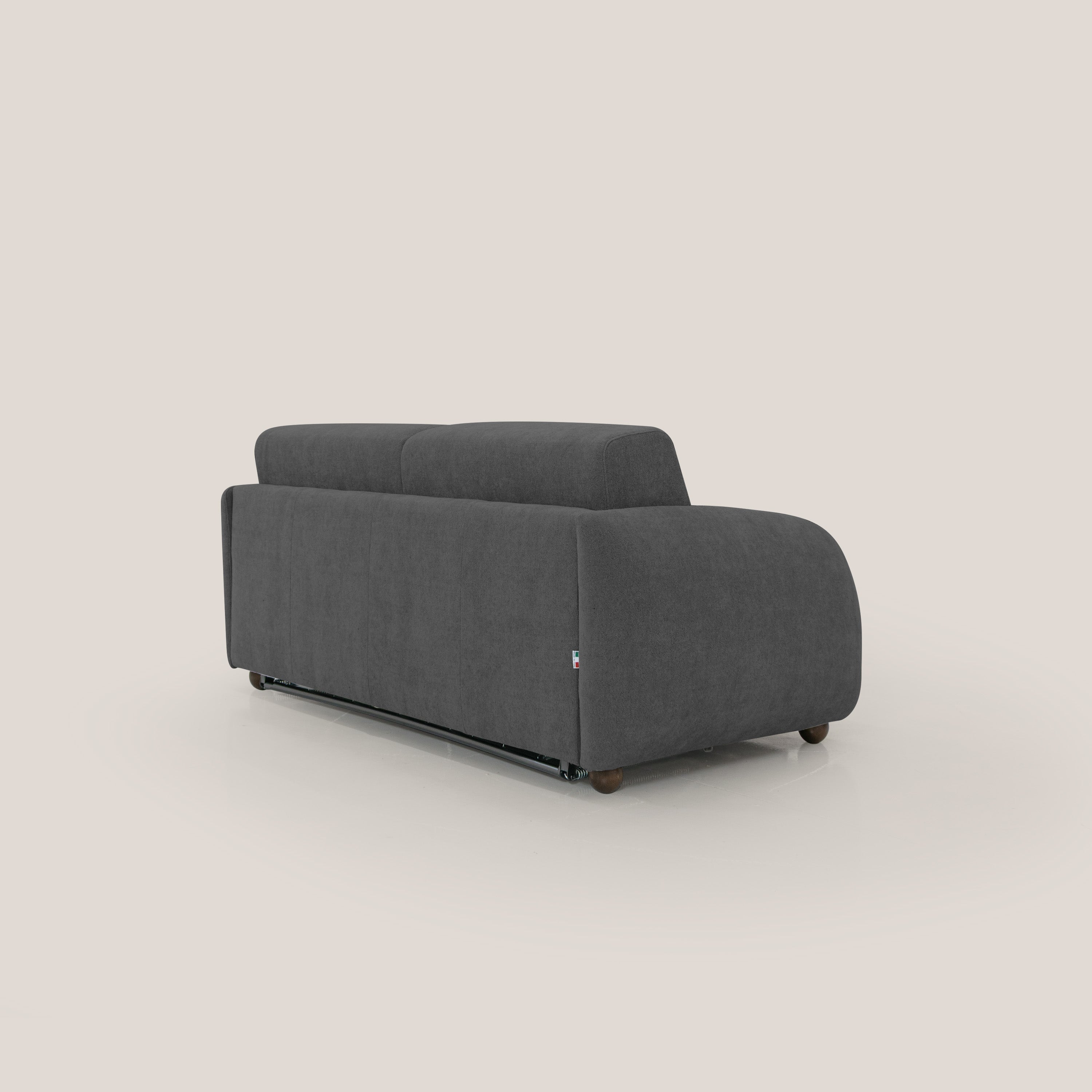 Giglio divano letto scandinavo japandi con materasso H18 cm in tessuto Bouclé impermeabile T07 antracite - divani.store