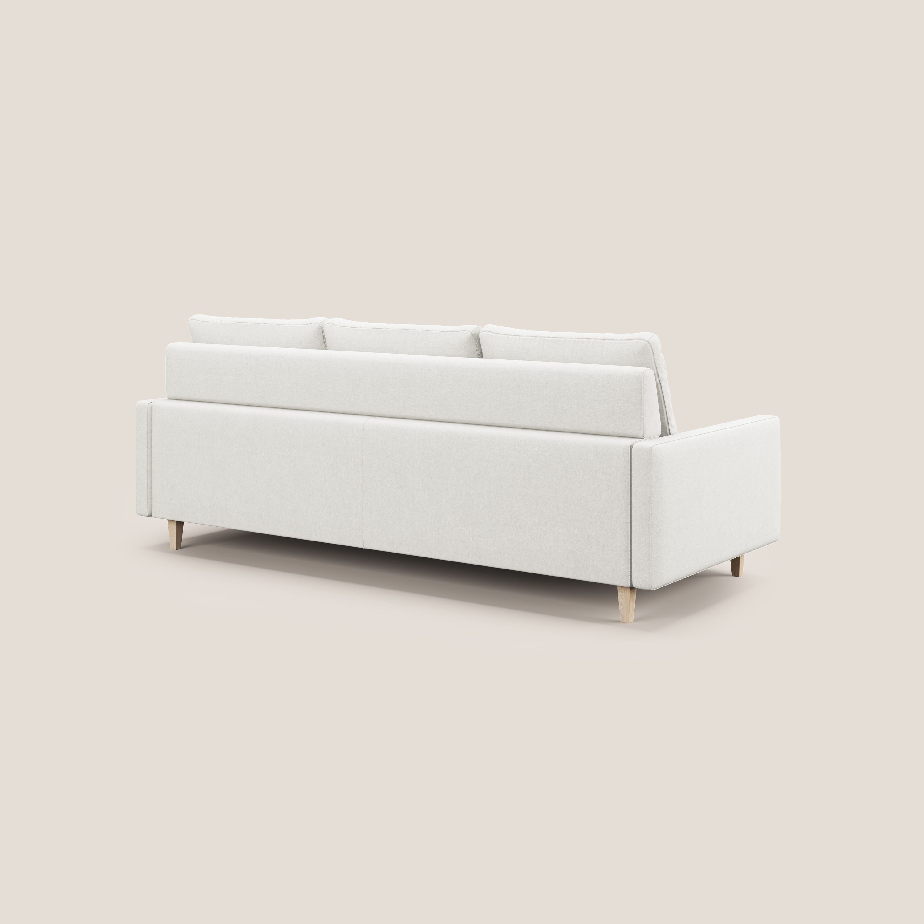 Matisse divano a 3 sedute allungabili e schienali in piuma d'oca in tessuto smacchiabile T17 bianco - divani.store