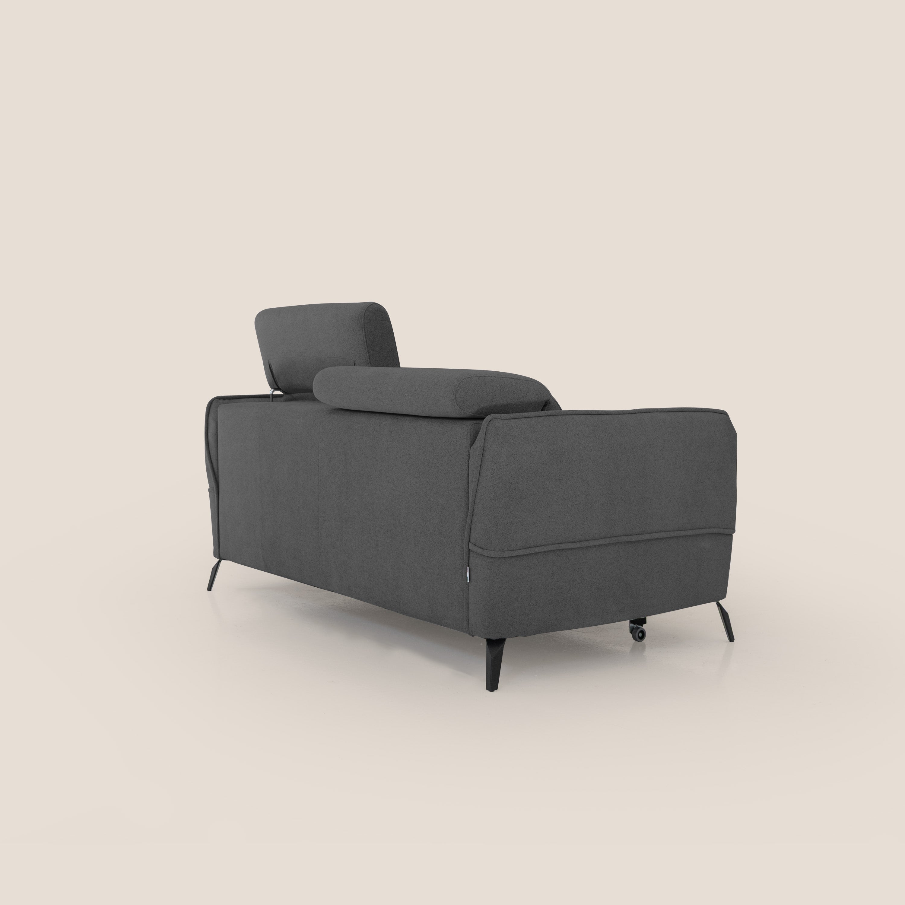 Bloom Divano con poggiapiedi estraibile piedini alti e poggiatesta reclinabili in tessuto bouclé impermeabile T07 antracite - divani.store