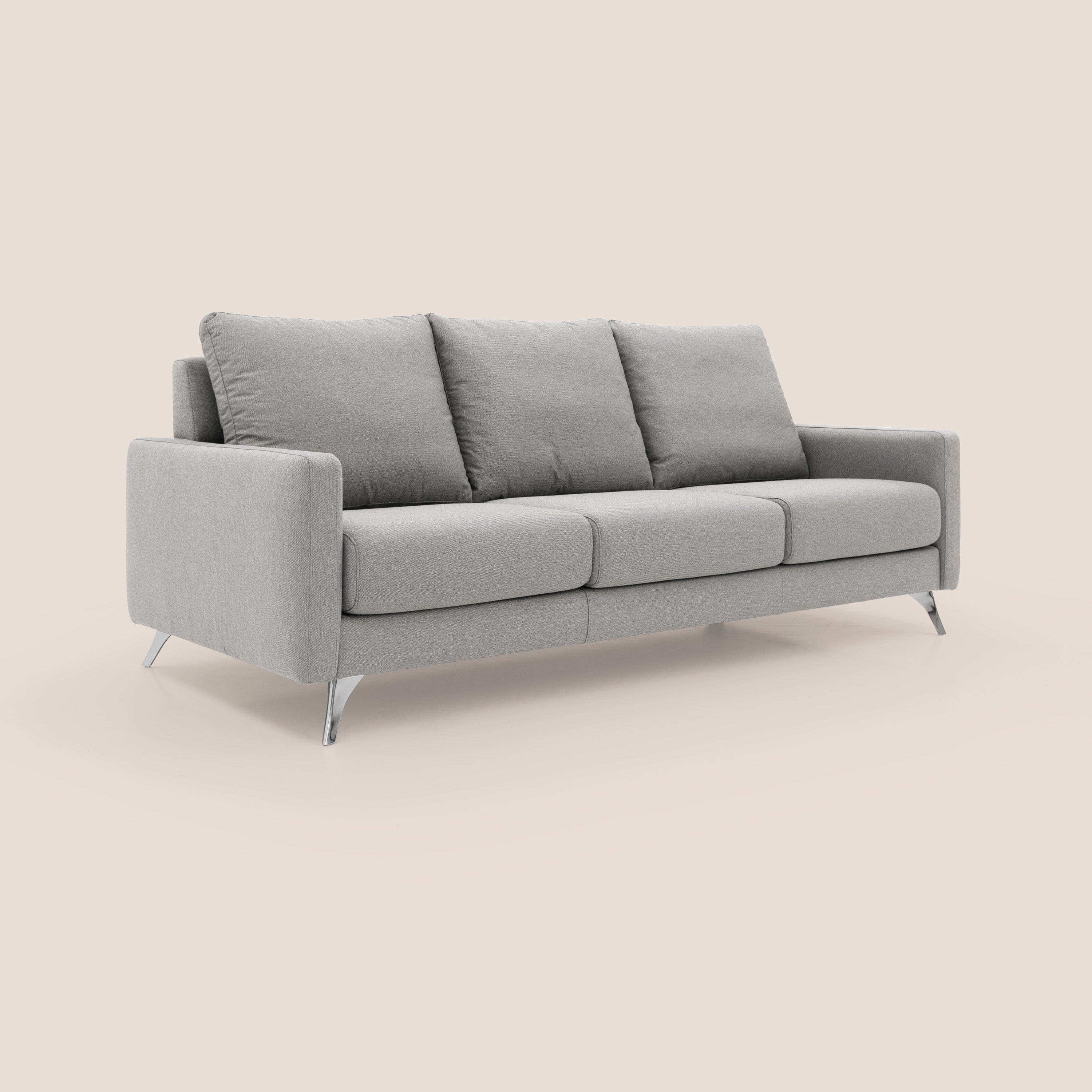 Klimt divano con 3 sedute allungabili e schienali in piuma d'oca in tessuto smacchiabile T05 grigio - divani.store