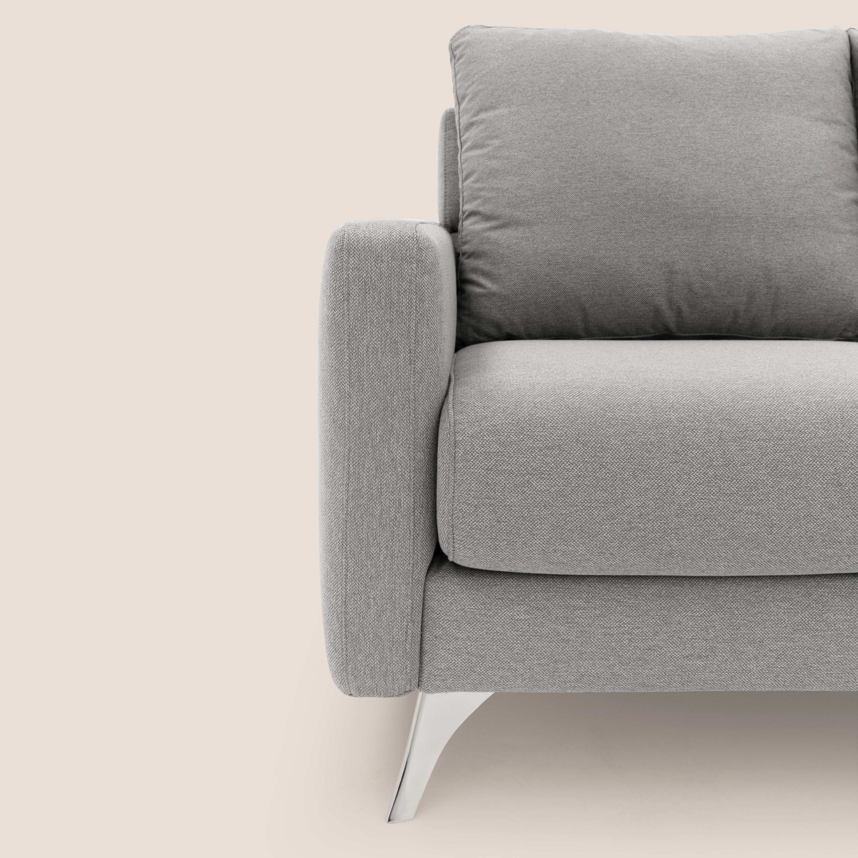 Klimt divano con sedute allungabili e schienali in piuma d'oca in tessuto smacchiabile T05 grigio - divani.store