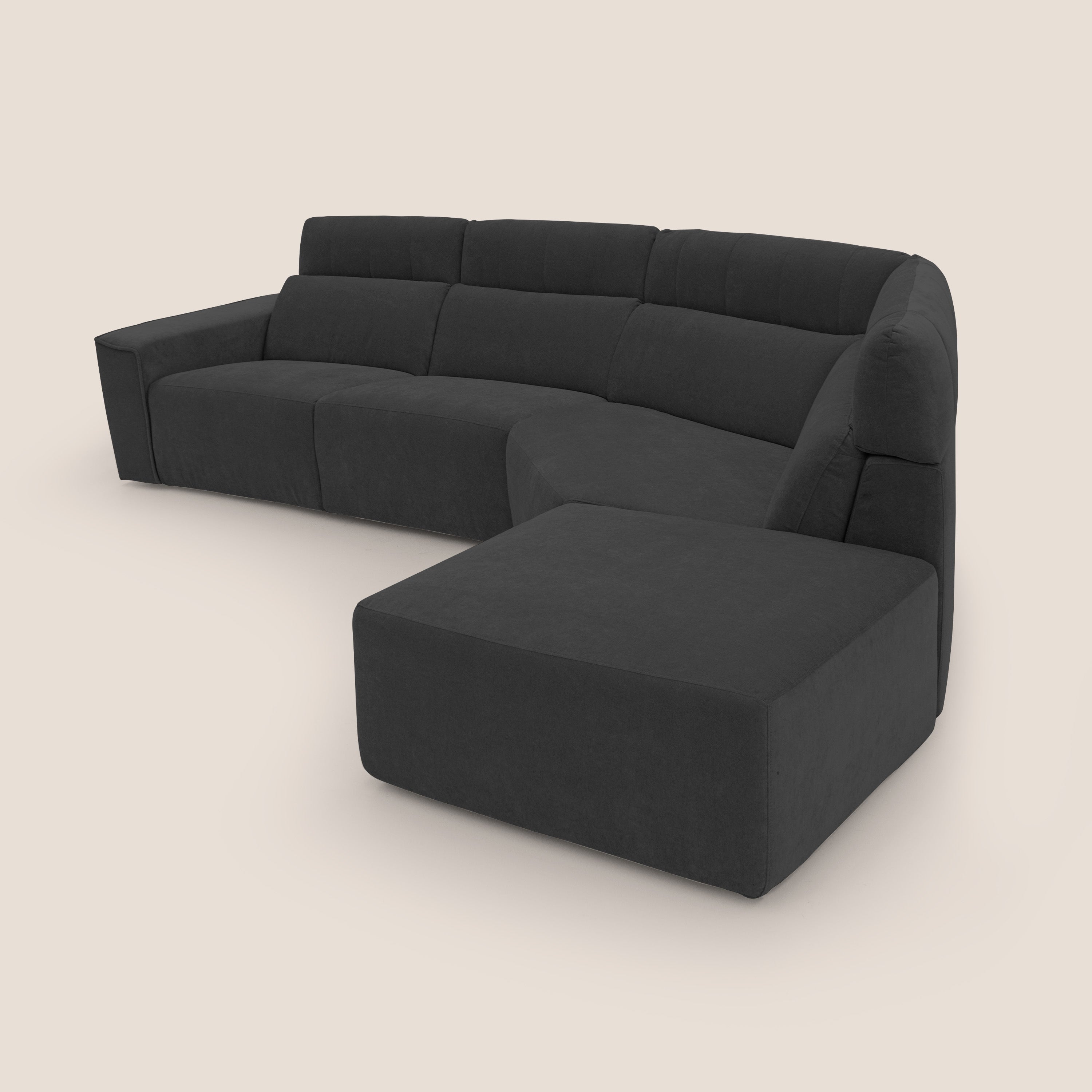 Clark Divano angolare con opzione relax elettrico in tessuto smacchiabile impermeabile T17 nero - divani.store