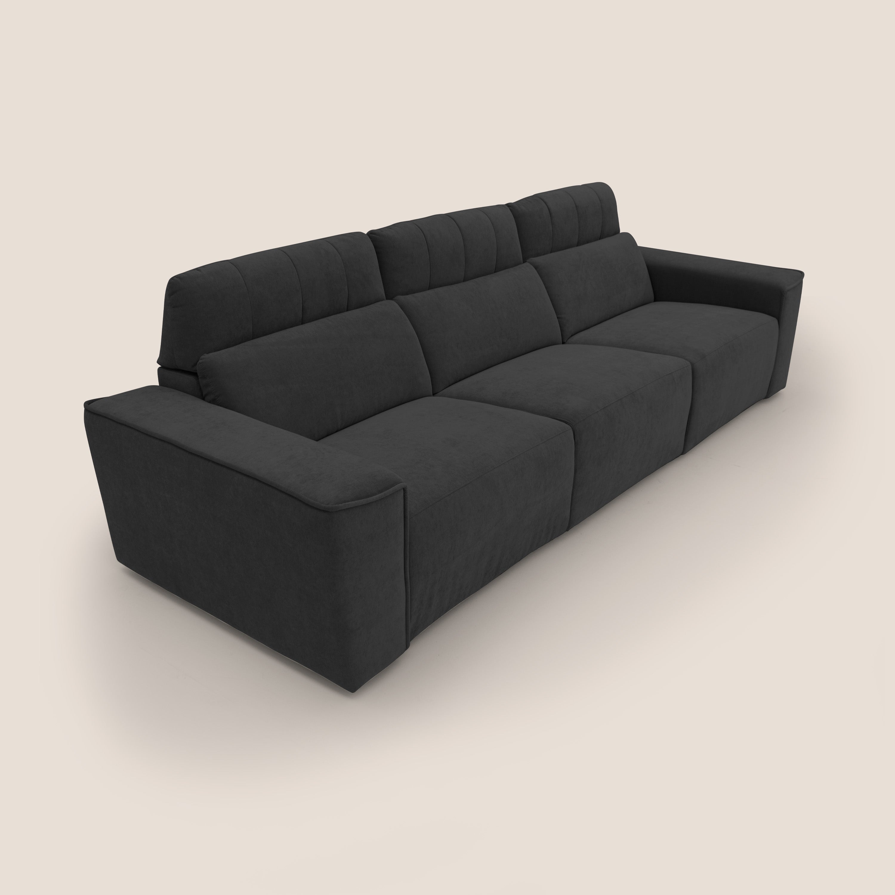 Clark Divano modulare 3 sedute con opzione relax elettrico in tessuto smacchiabile impermeabile T17 nero - divani.store