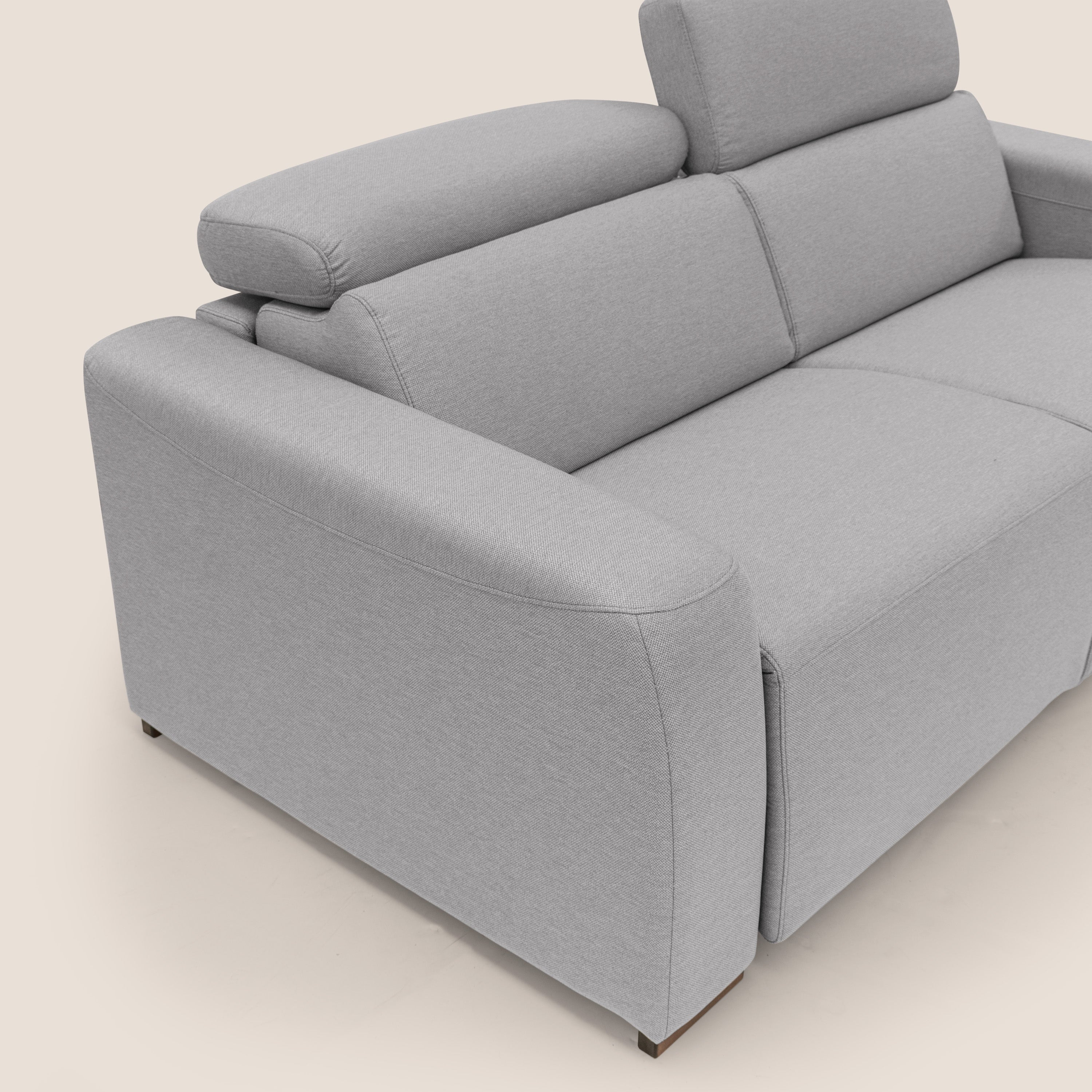 Poseidon divano letto + relax elettrico in tessuto smacchiabile impermeabile T05 grigio - divani.store