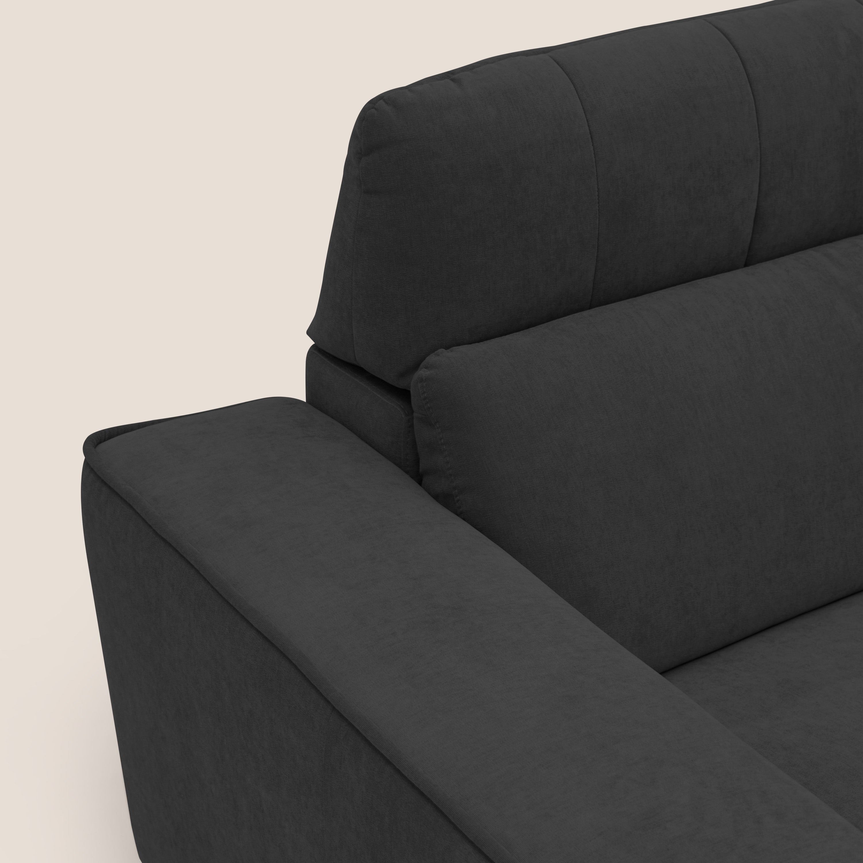 Clark Divano modulare angolare REVERSIBILE con opzione relax elettrico in tessuto smacchiabile impermeabile T17 nero - divani.store