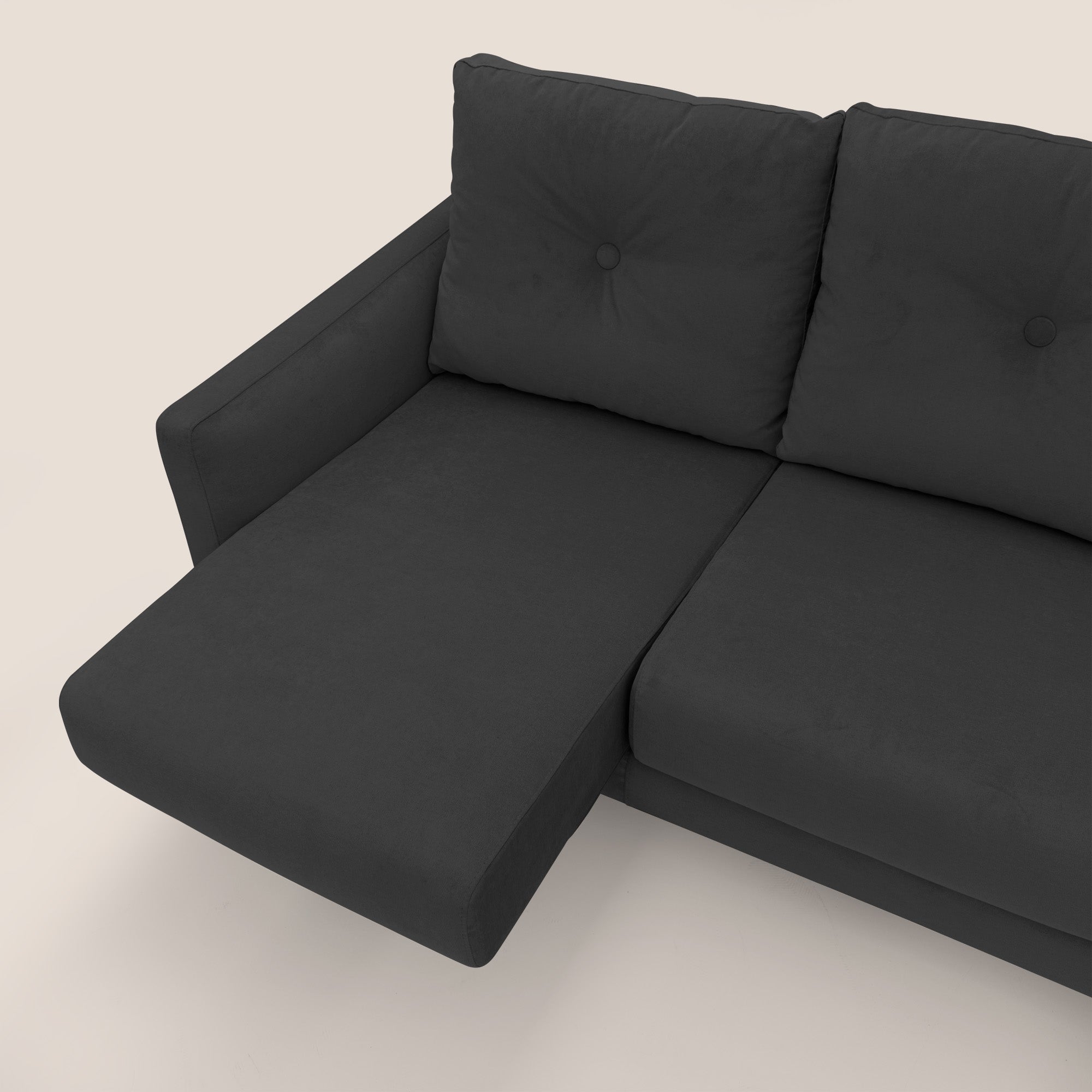Matisse divano a 3 sedute allungabili e schienali in piuma d'oca in tessuto smacchiabile T17 antracite - divani.store