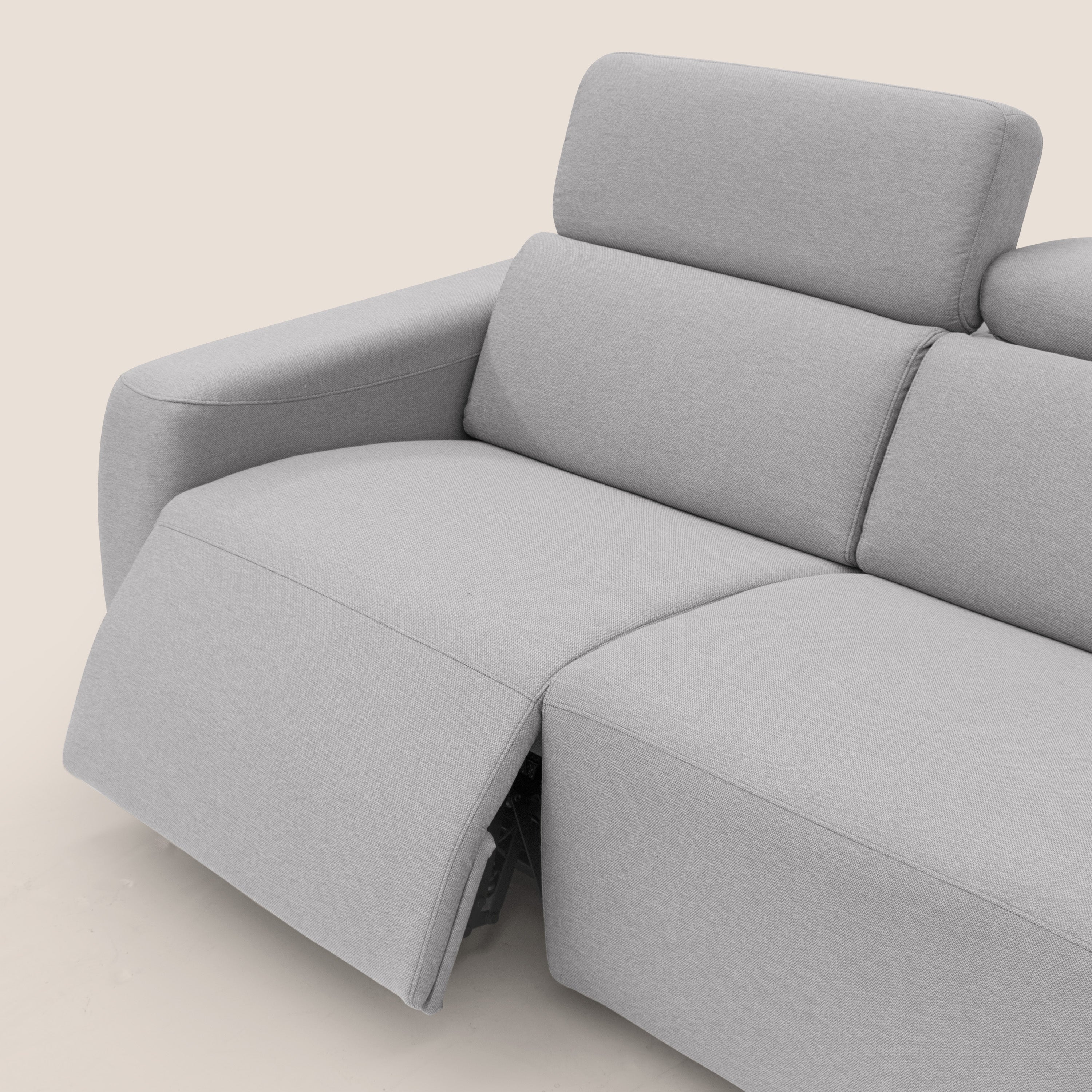 Poseidon divano letto + relax elettrico in tessuto smacchiabile impermeabile T05 grigio - divani.store