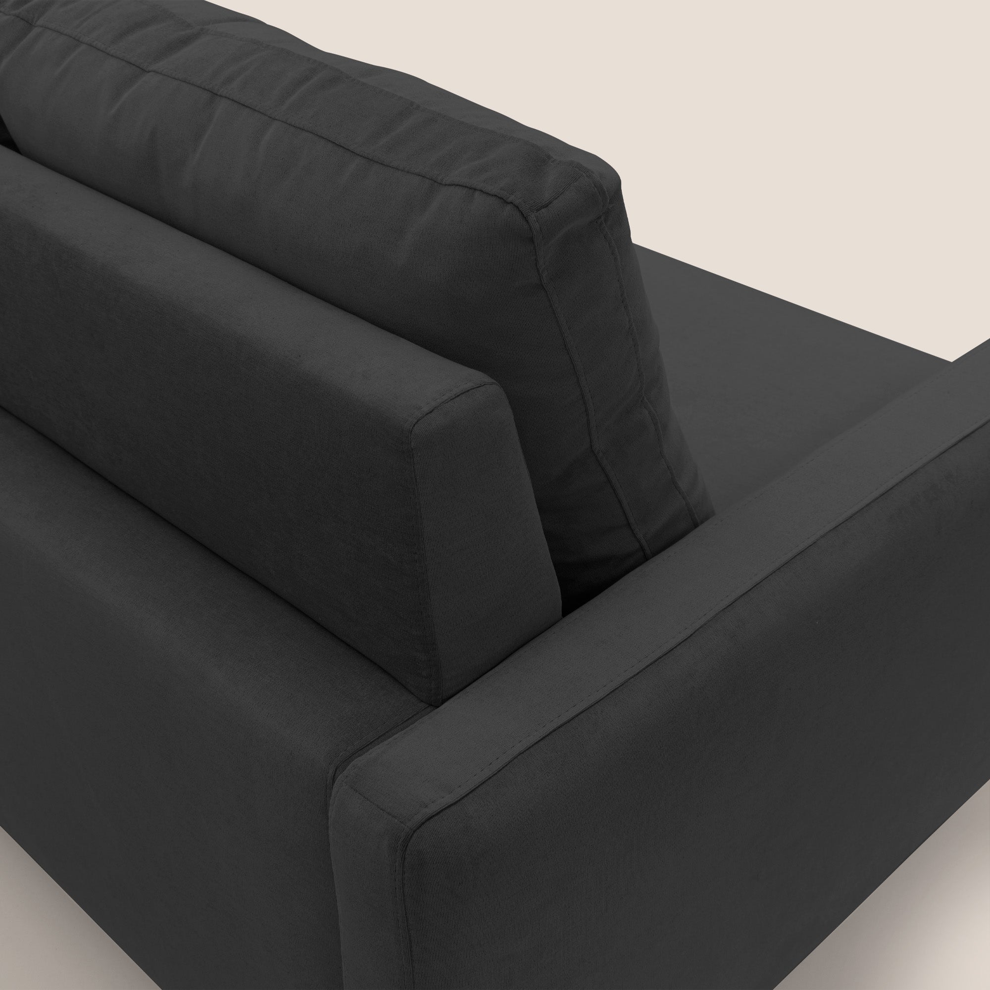 Matisse divano a 3 sedute allungabili e schienali in piuma d'oca in tessuto smacchiabile T17 antracite - divani.store