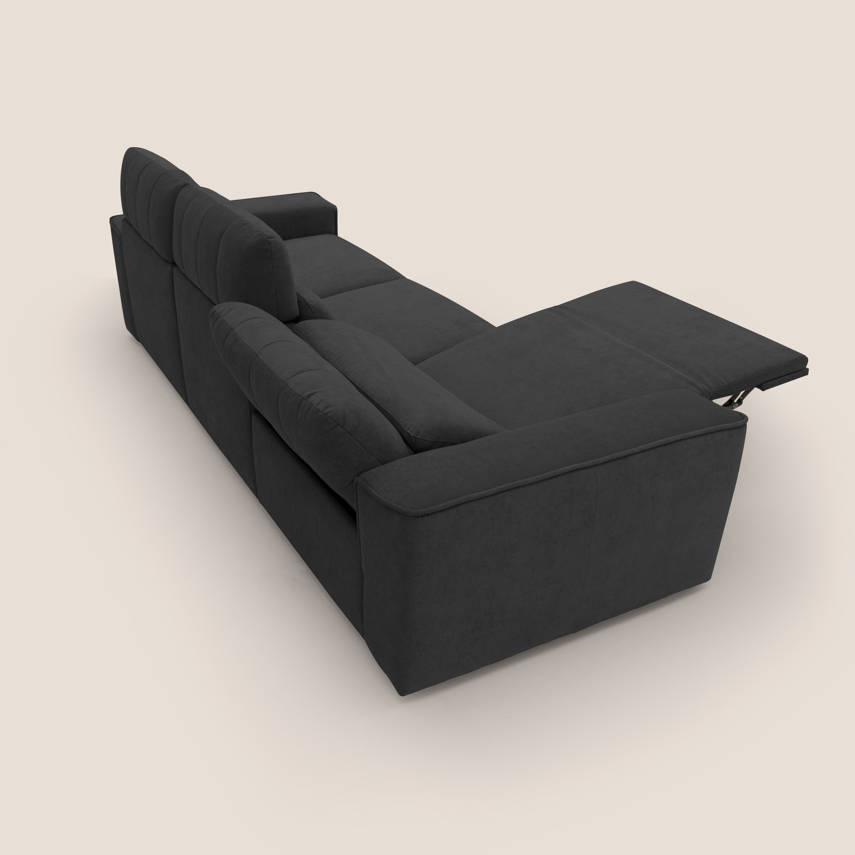 Clark Divano modulare 3 sedute con opzione relax elettrico in tessuto smacchiabile impermeabile T17 nero - divani.store