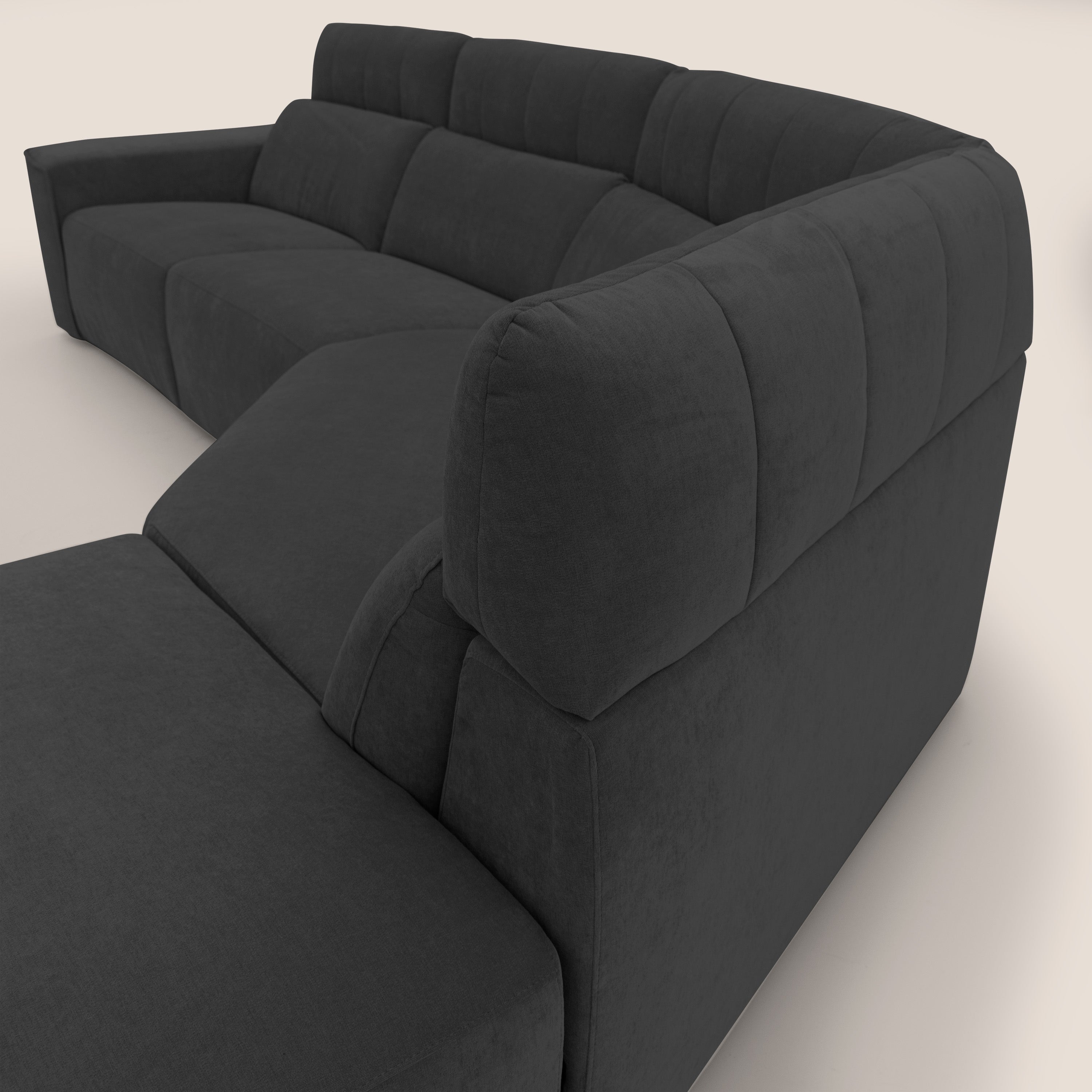 Clark Divano angolare con opzione relax elettrico in tessuto smacchiabile impermeabile T17 nero - divani.store