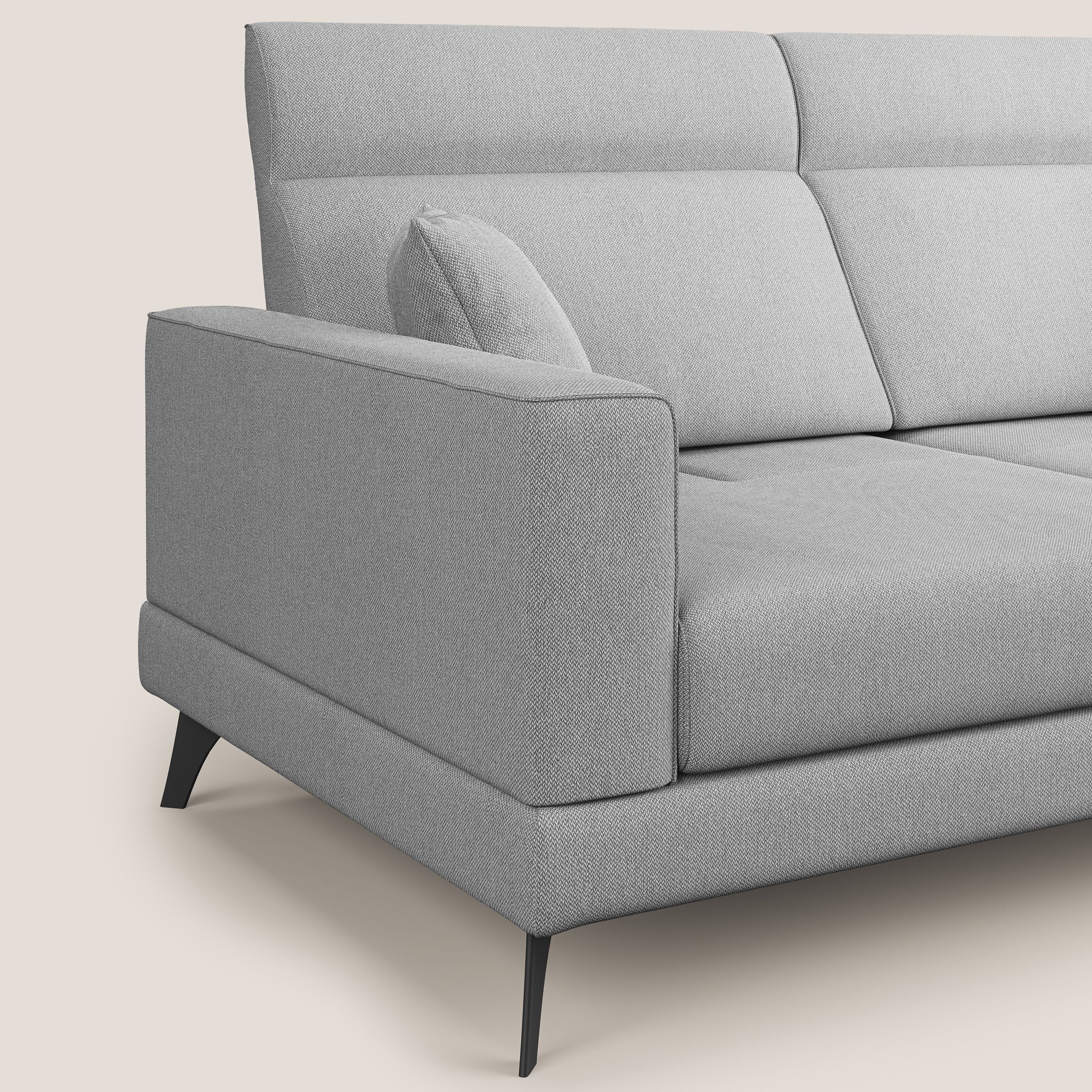 Slide Divano con schienali traslanti e poggiatesta in tessuto smacchiabile T05 grigio - divani.store