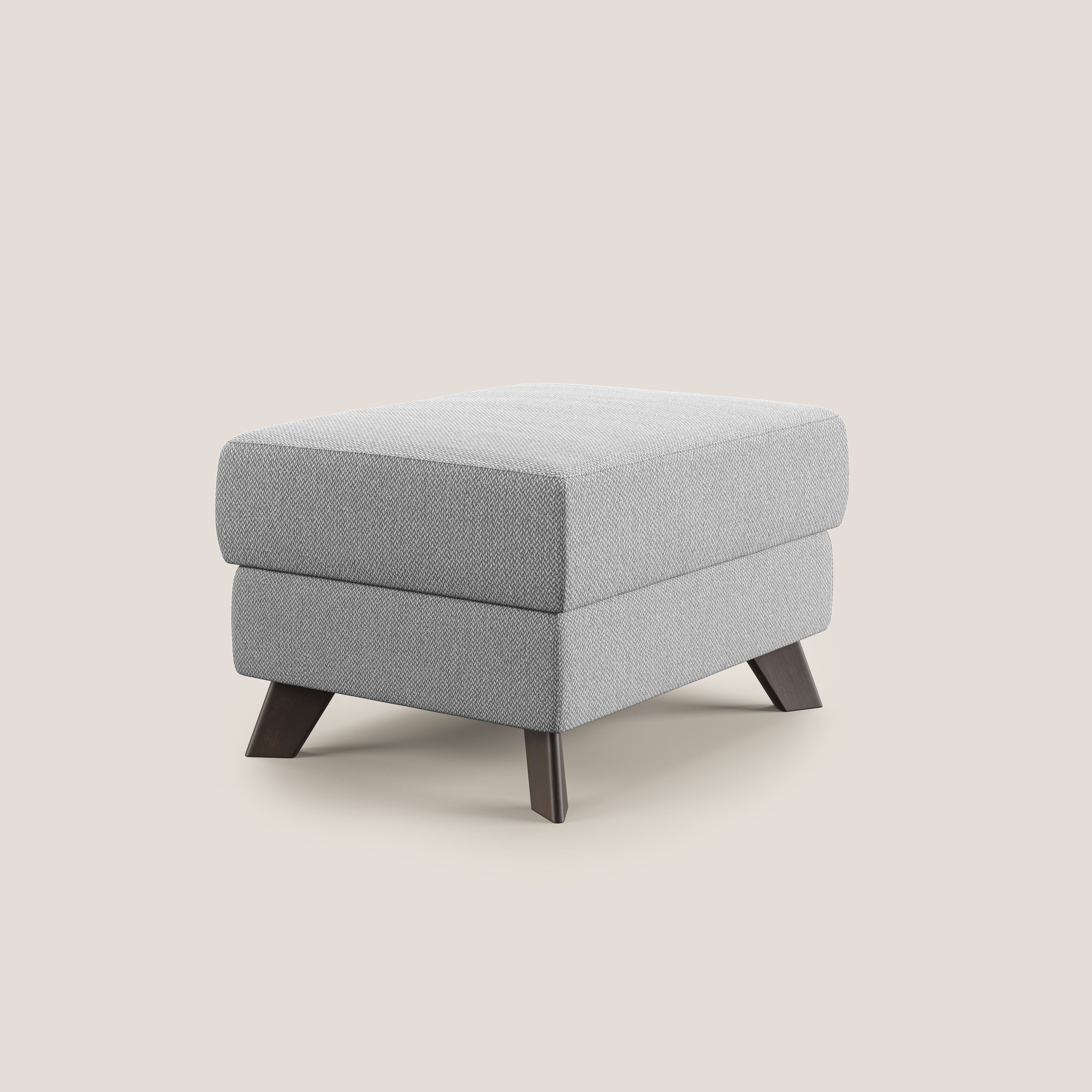 Moon Pouf contenitore e piedini alti in tessuto smacchiabile con acqua T05 grigio - divani.store
