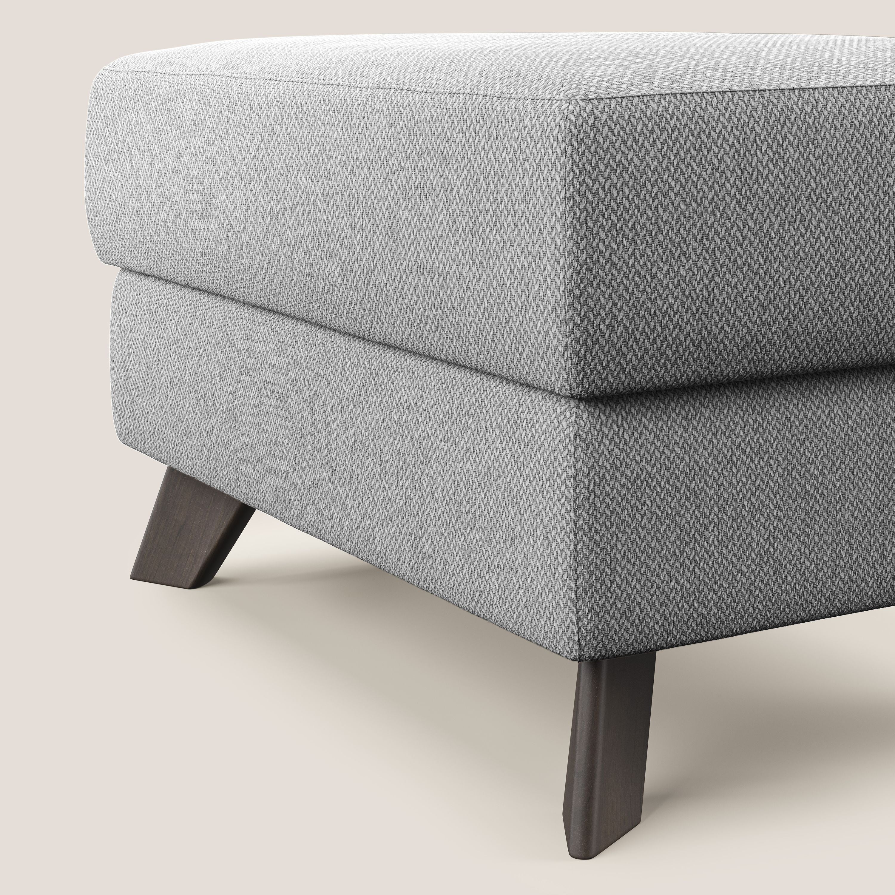 Moon Pouf contenitore e piedini alti in tessuto smacchiabile con acqua T05 grigio - divani.store