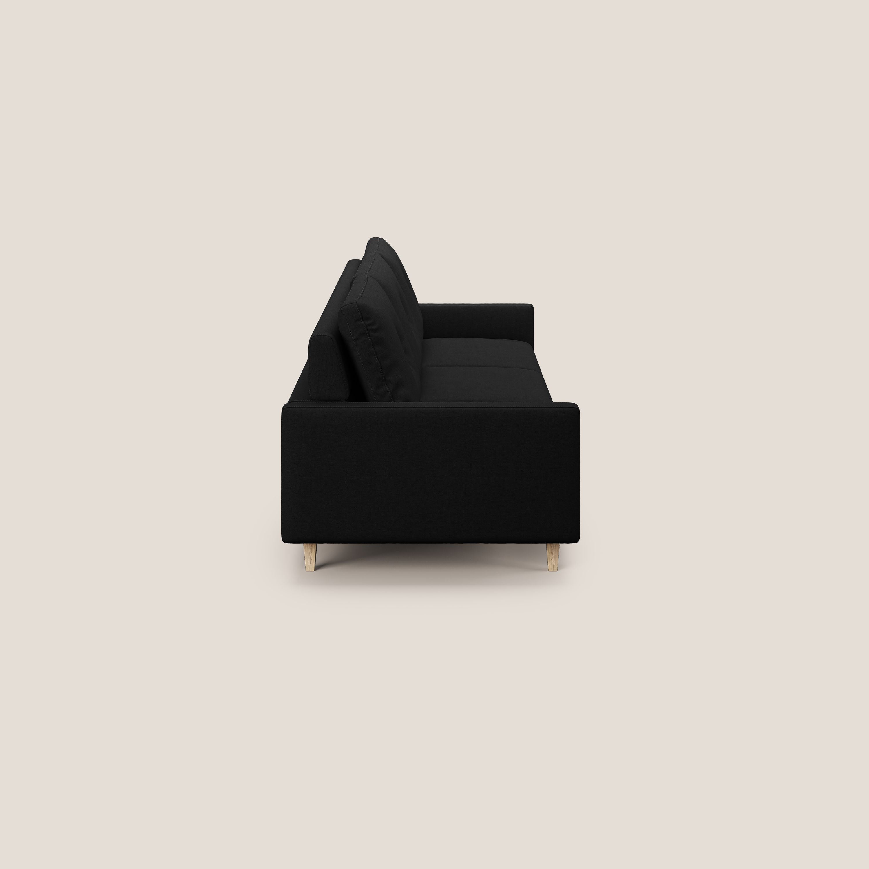 Matisse divano a 3 sedute allungabili e schienali in piuma d'oca in tessuto smacchiabile T17 nero - divani.store