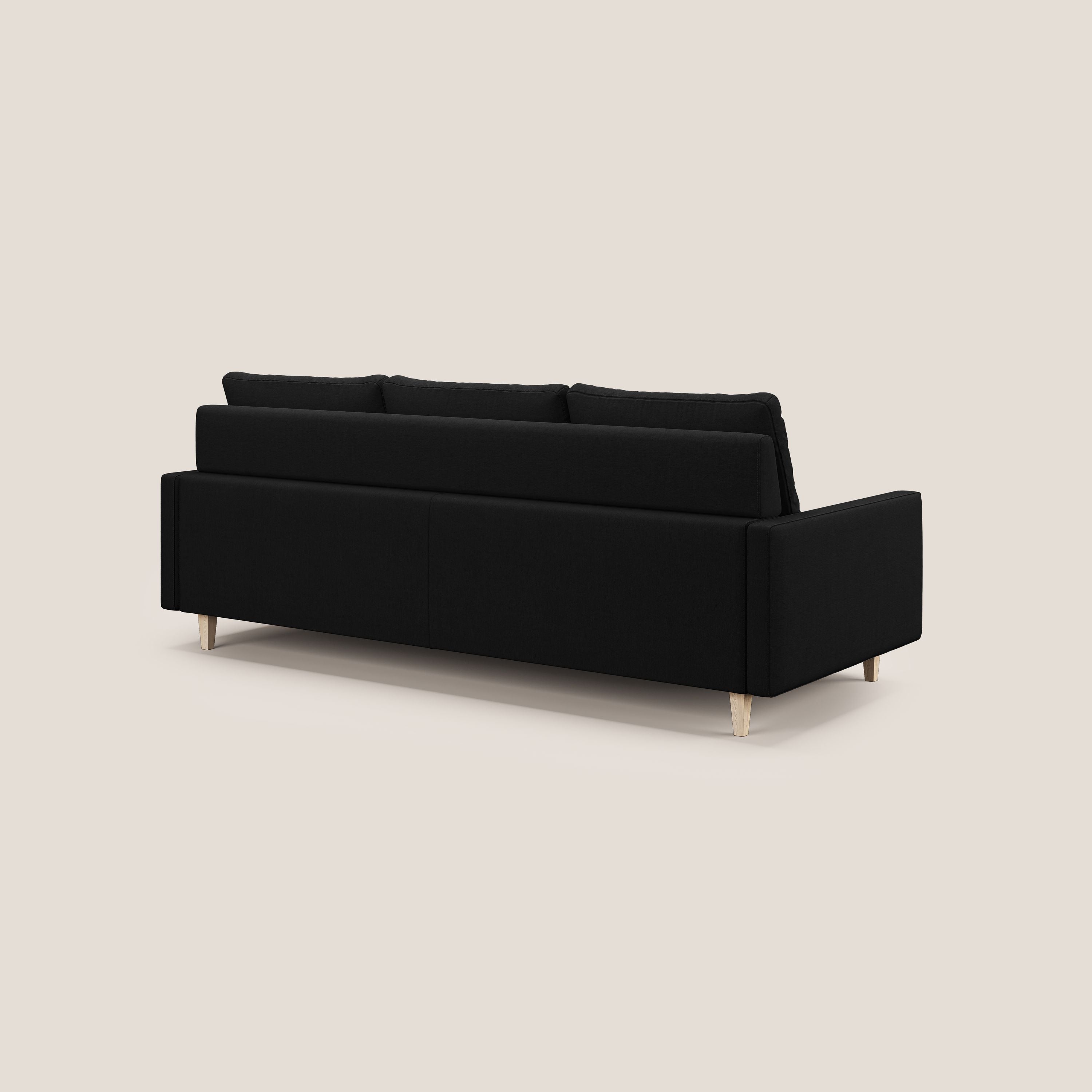 Matisse divano a 3 sedute allungabili e schienali in piuma d'oca in tessuto smacchiabile T17 nero - divani.store