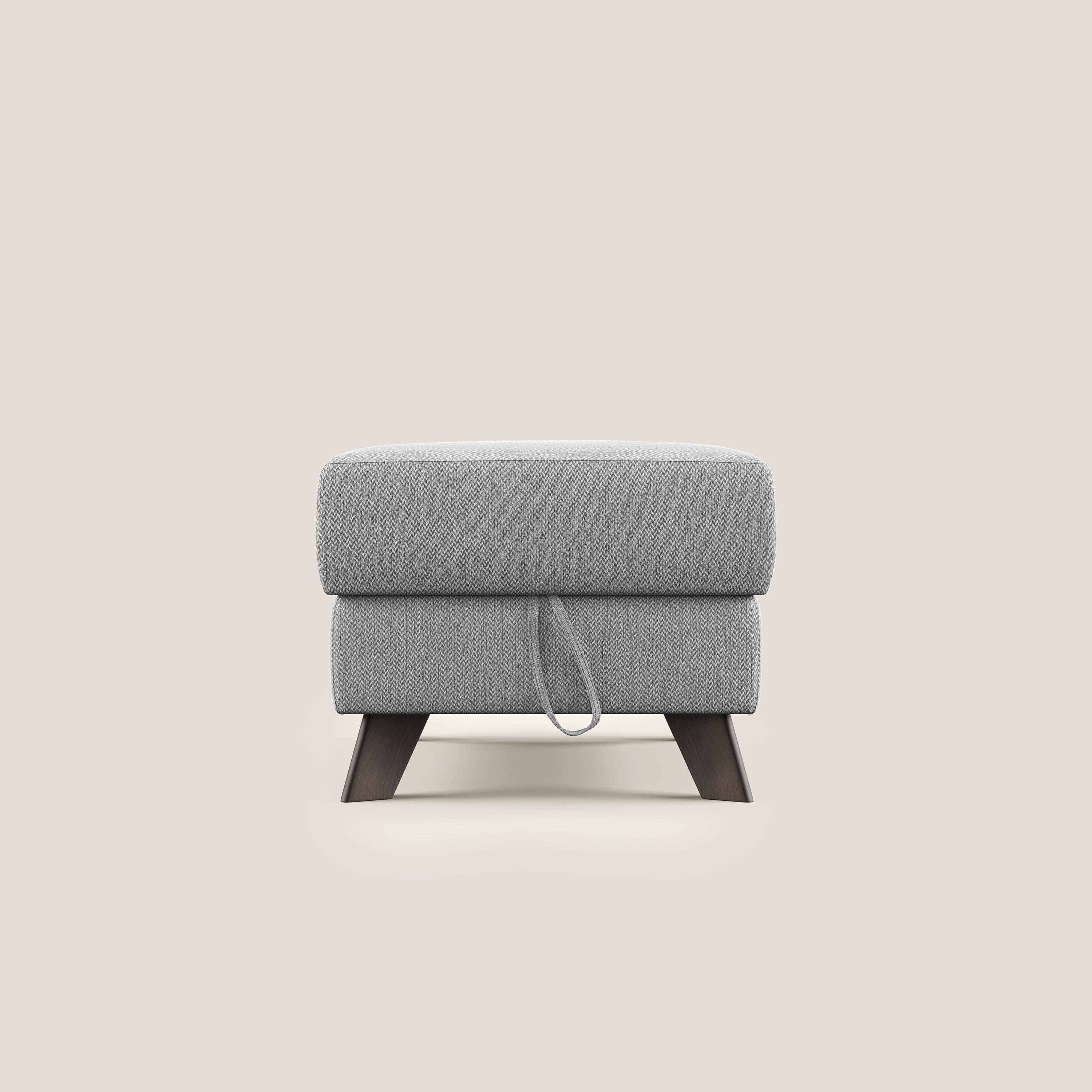 Moon Pouf contenitore e piedini alti in tessuto smacchiabile con acqua T05 grigio - divani.store