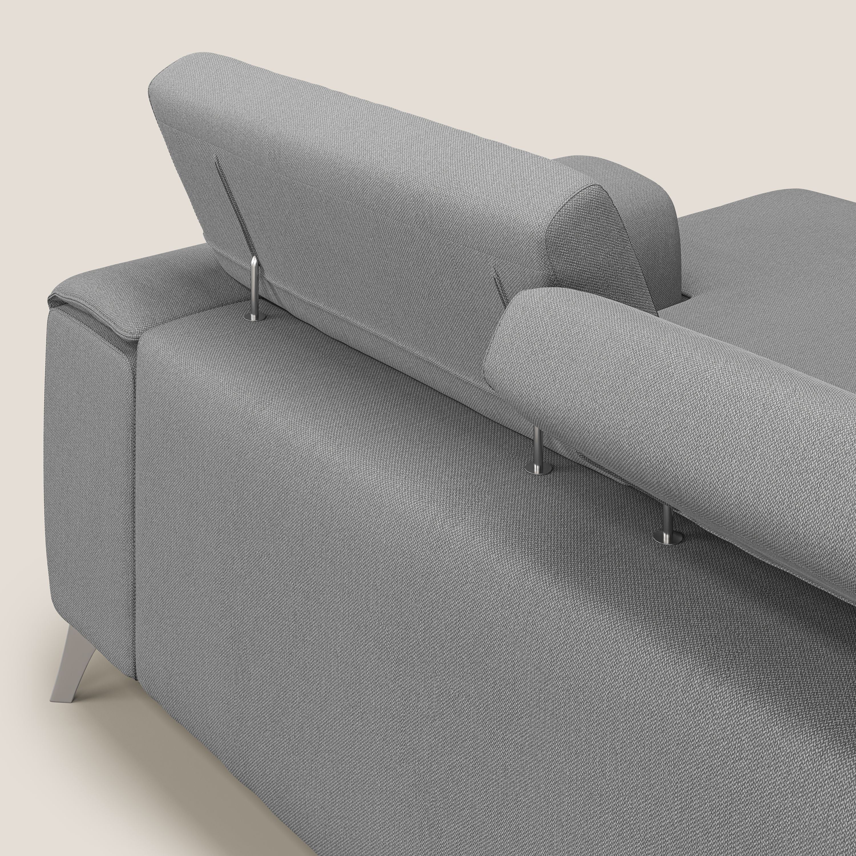 Fusion Divano angolare con sedute scorrevoli in tessuto morbido smacchiabile T05 grigio - divani.store