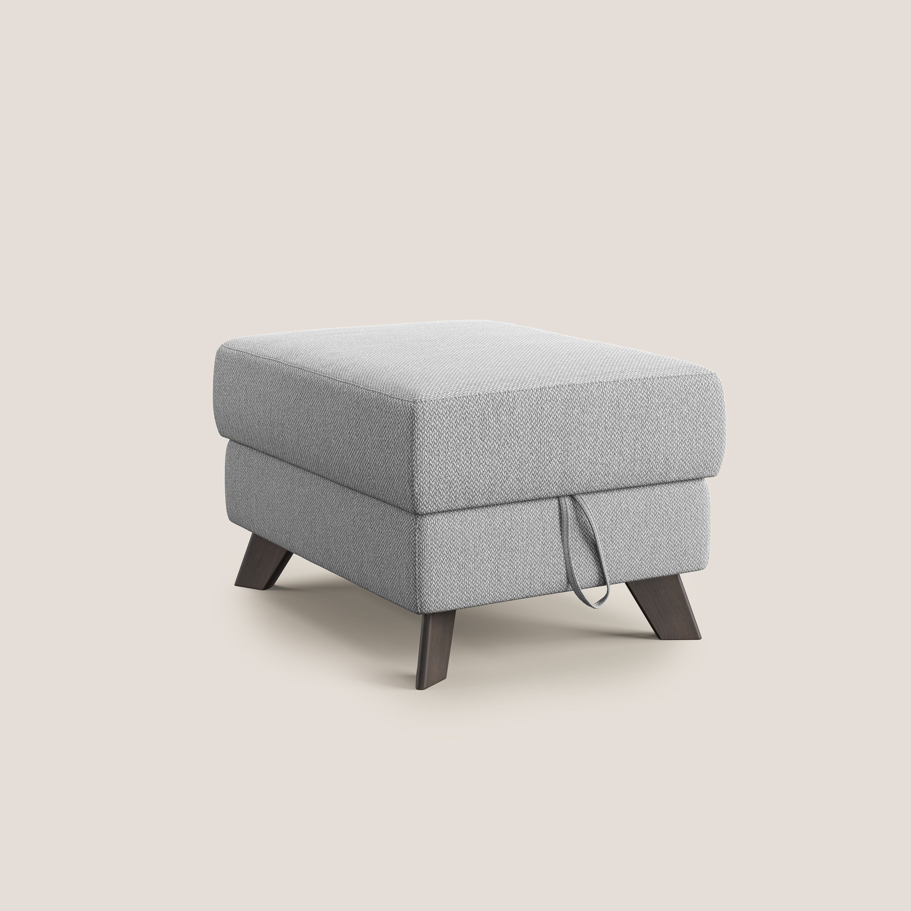 Moon Pouf contenitore e piedini alti in tessuto smacchiabile con acqua T05 grigio - divani.store