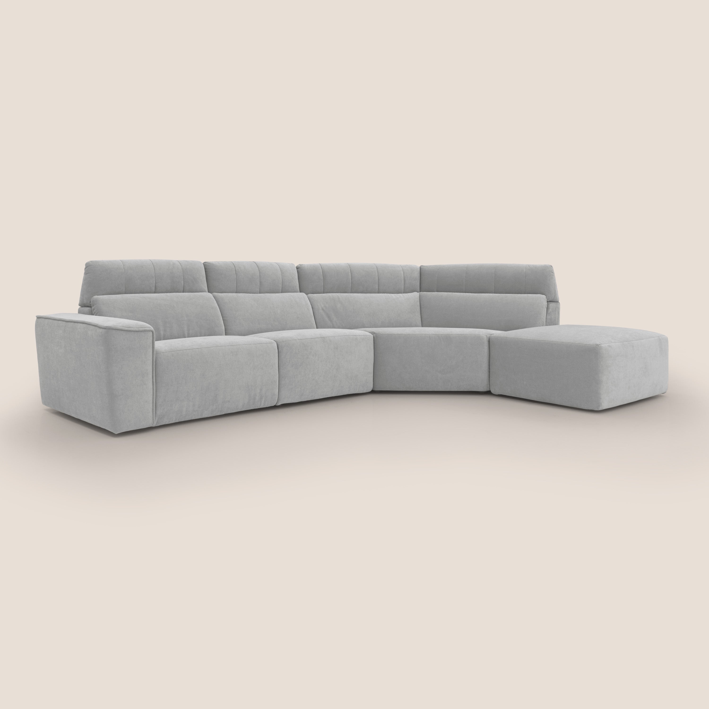 Clark Divano angolare con opzione relax elettrico in tessuto smacchiabile impermeabile T17 grigio - divani.store