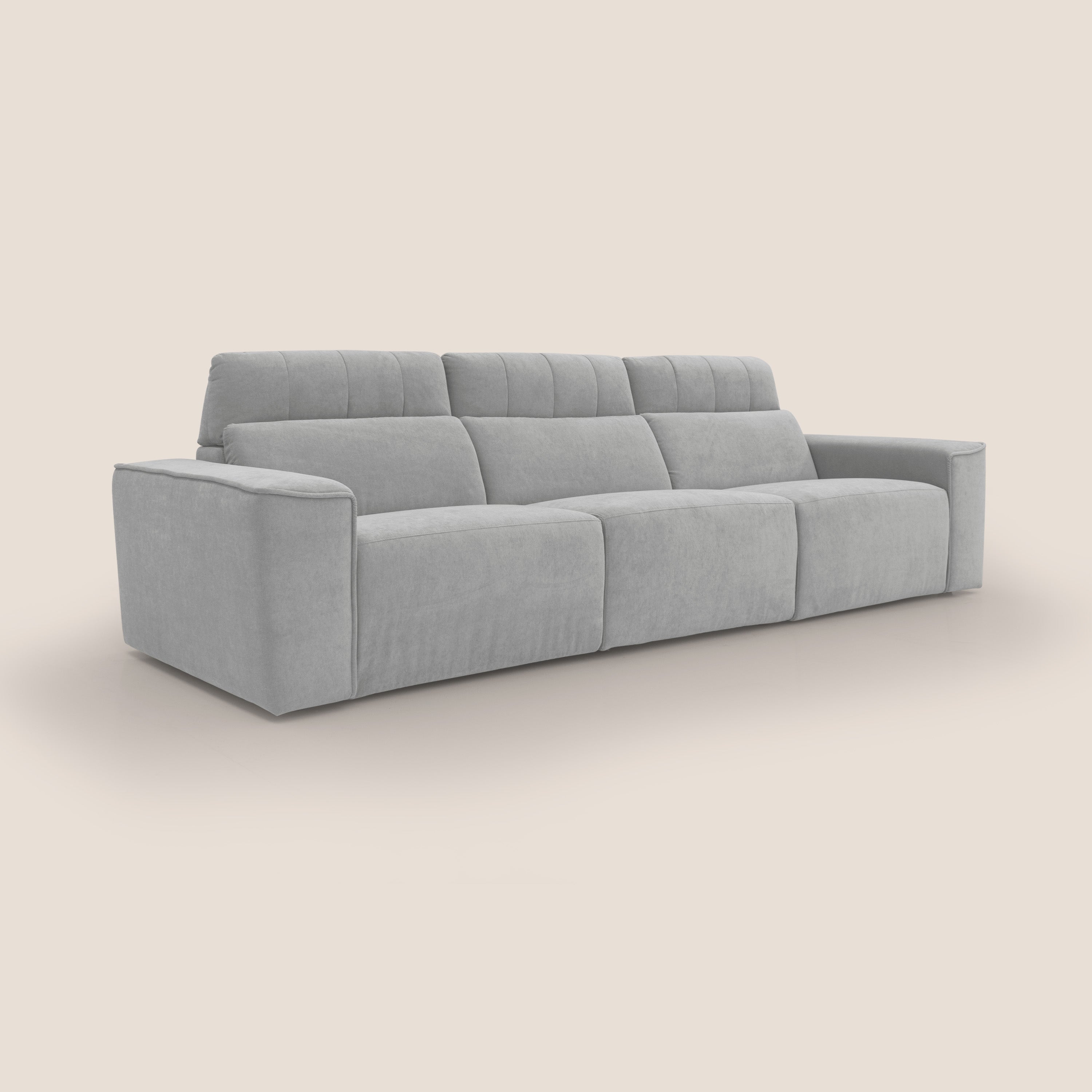 Clark Divano modulare 3 sedute con opzione relax elettrico in tessuto smacchiabile impermeabile T17 grigio - divani.store