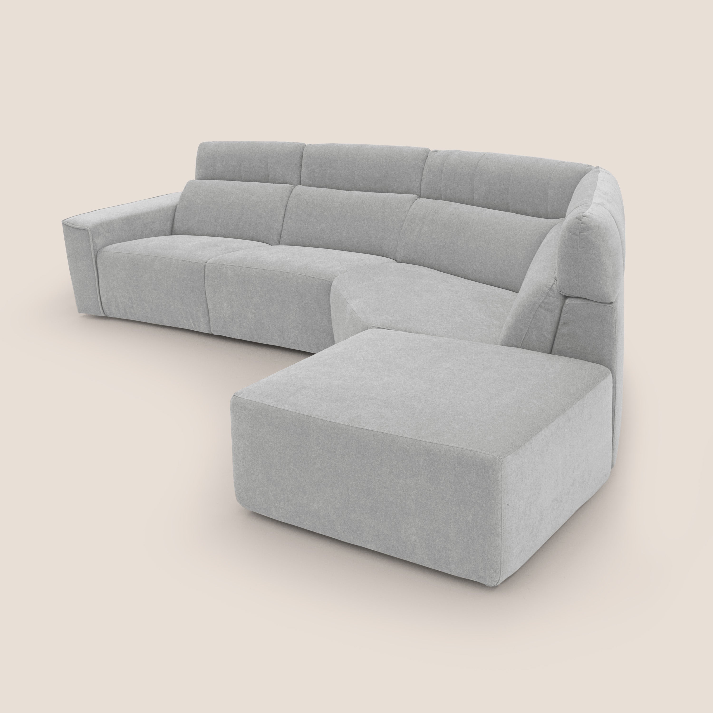 Clark Divano angolare con opzione relax elettrico in tessuto smacchiabile impermeabile T17 grigio - divani.store