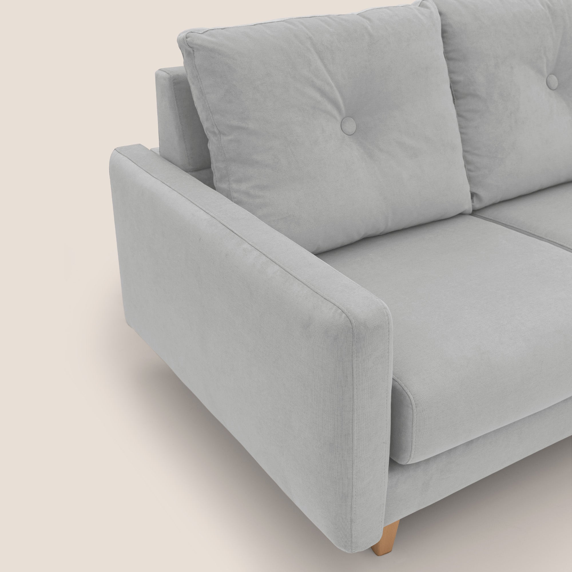 Matisse divano a 3 sedute allungabili e schienali in piuma d'oca in tessuto smacchiabile T17 grigio - divani.store