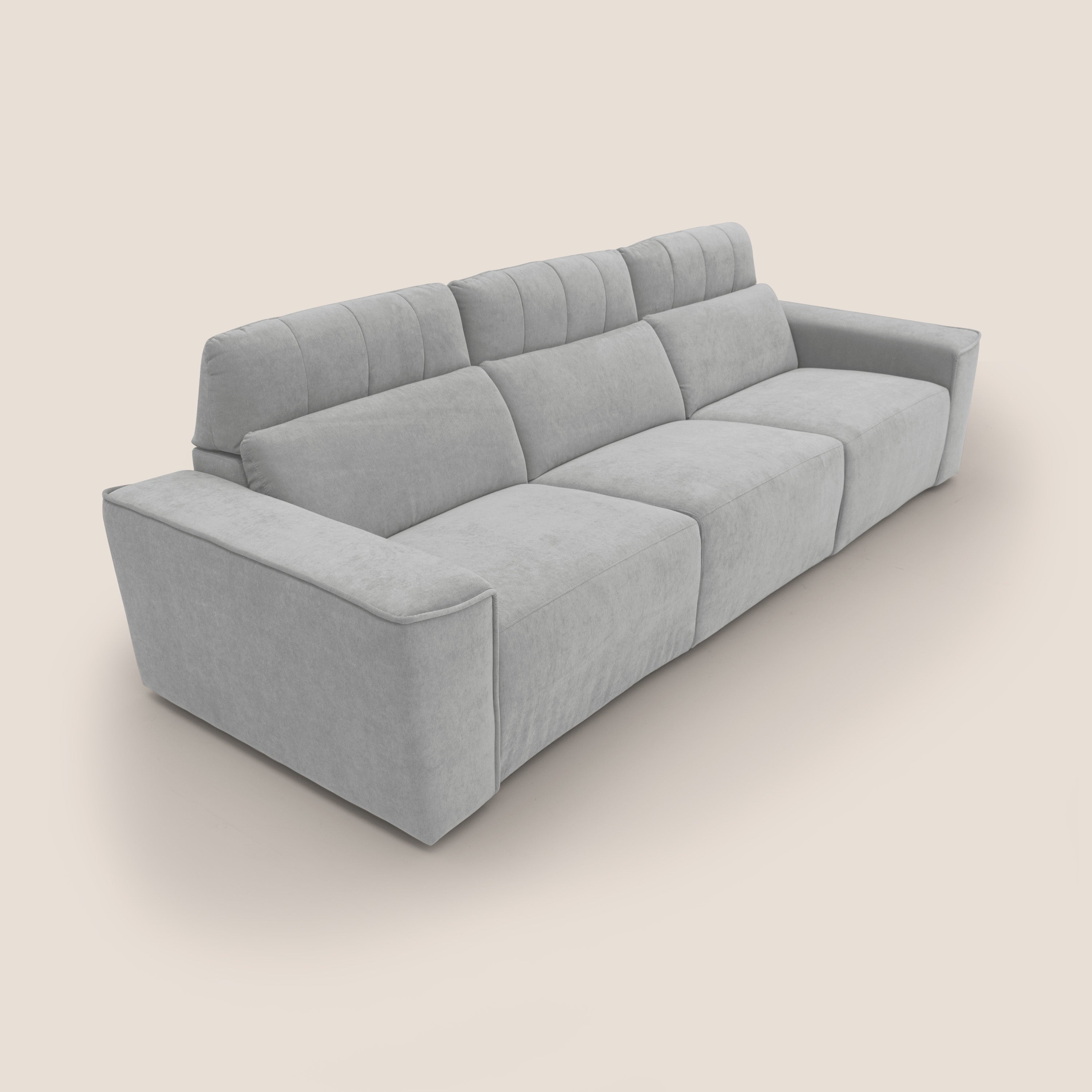 Clark Divano modulare 3 sedute con opzione relax elettrico in tessuto smacchiabile impermeabile T17 grigio - divani.store
