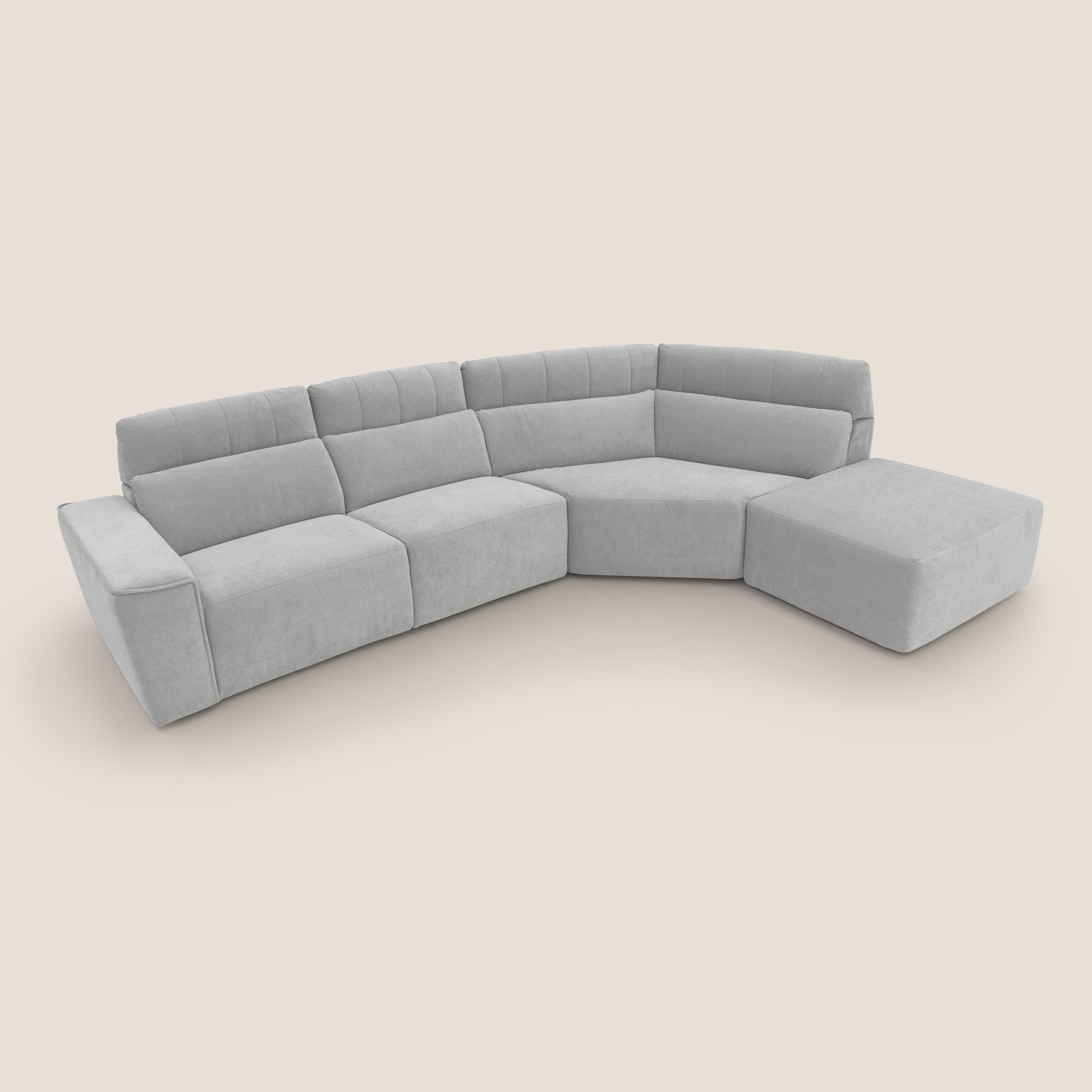 Clark Divano angolare con opzione relax elettrico in tessuto smacchiabile impermeabile T17 grigio - divani.store