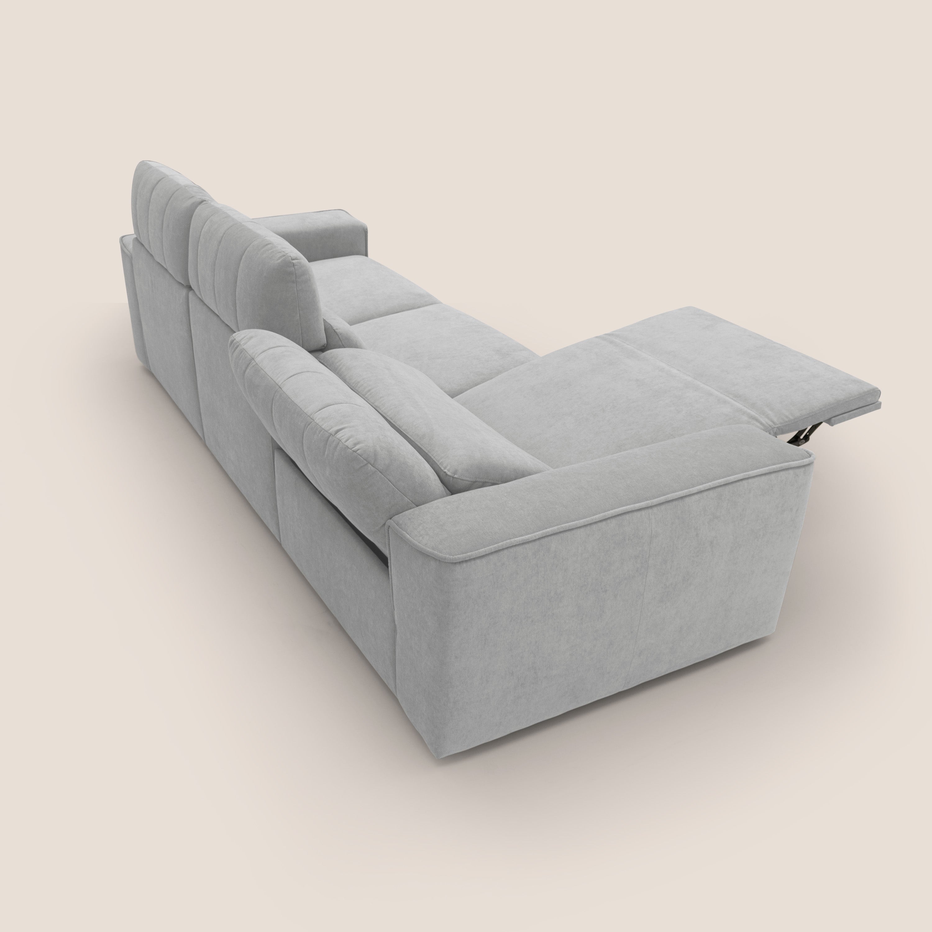 Clark Divano modulare 3 sedute con opzione relax elettrico in tessuto smacchiabile impermeabile T17 grigio - divani.store