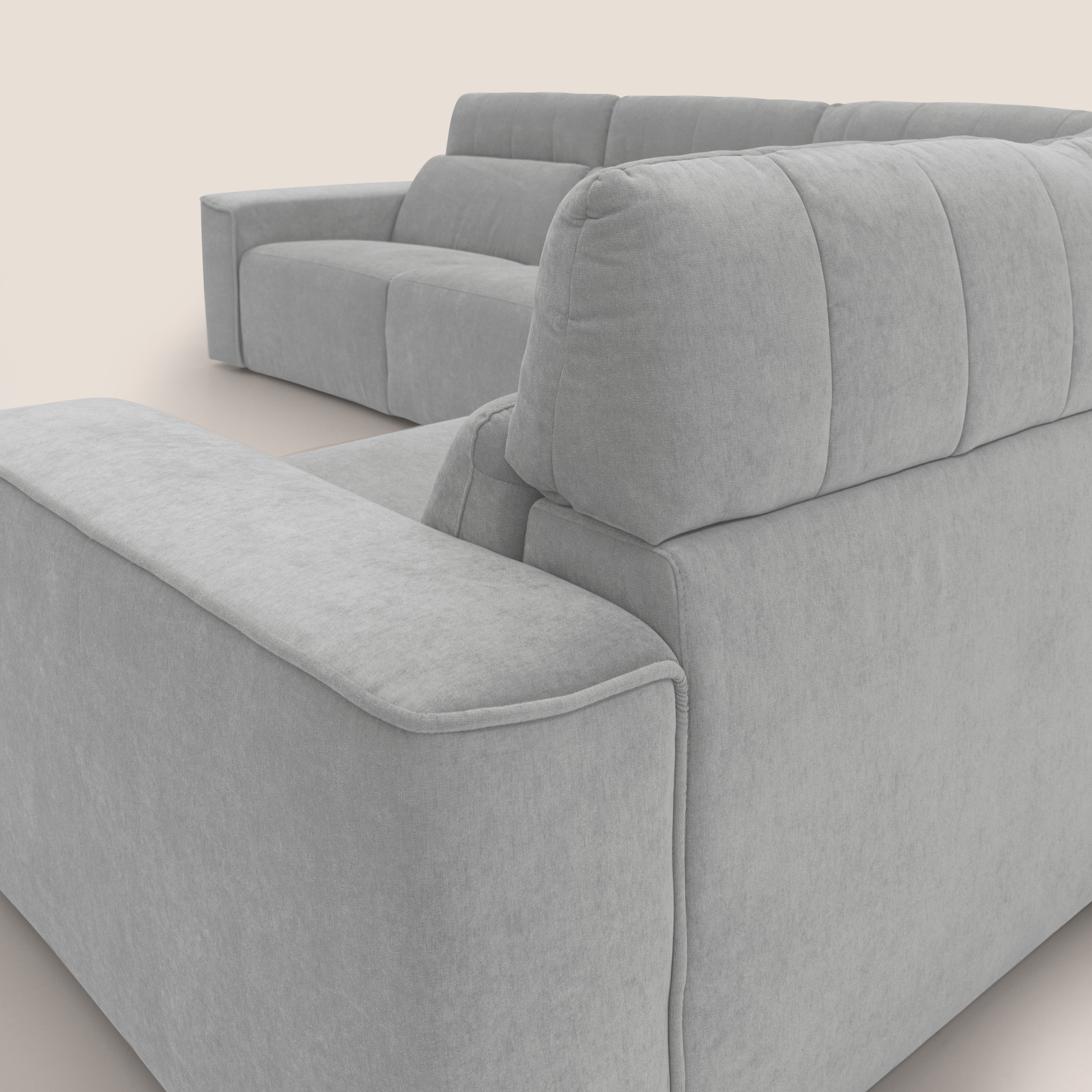 Clark Divano modulare angolare REVERSIBILE con opzione relax elettrico in tessuto smacchiabile impermeabile T17 grigio - divani.store