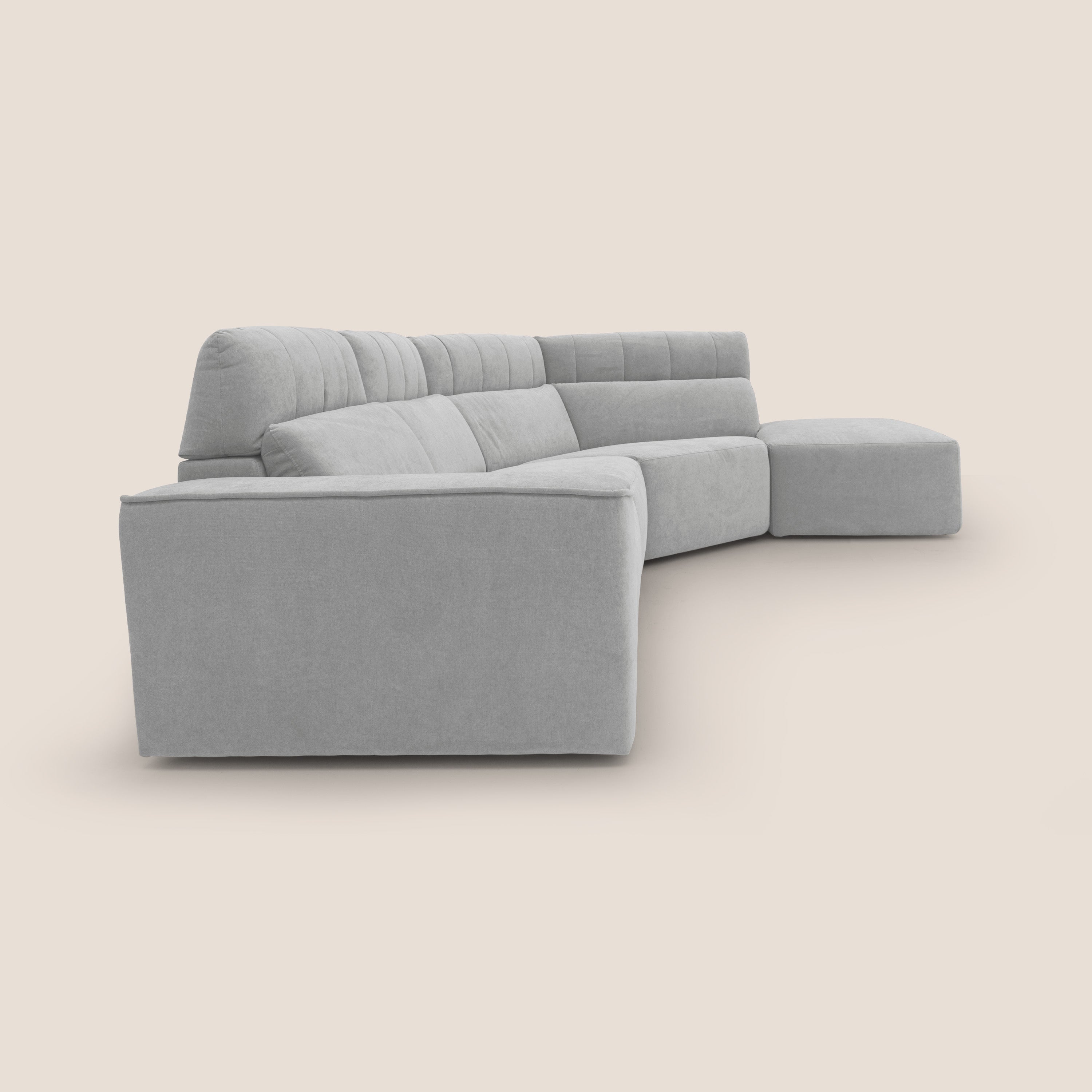 Clark Divano angolare con opzione relax elettrico in tessuto smacchiabile impermeabile T17 grigio - divani.store