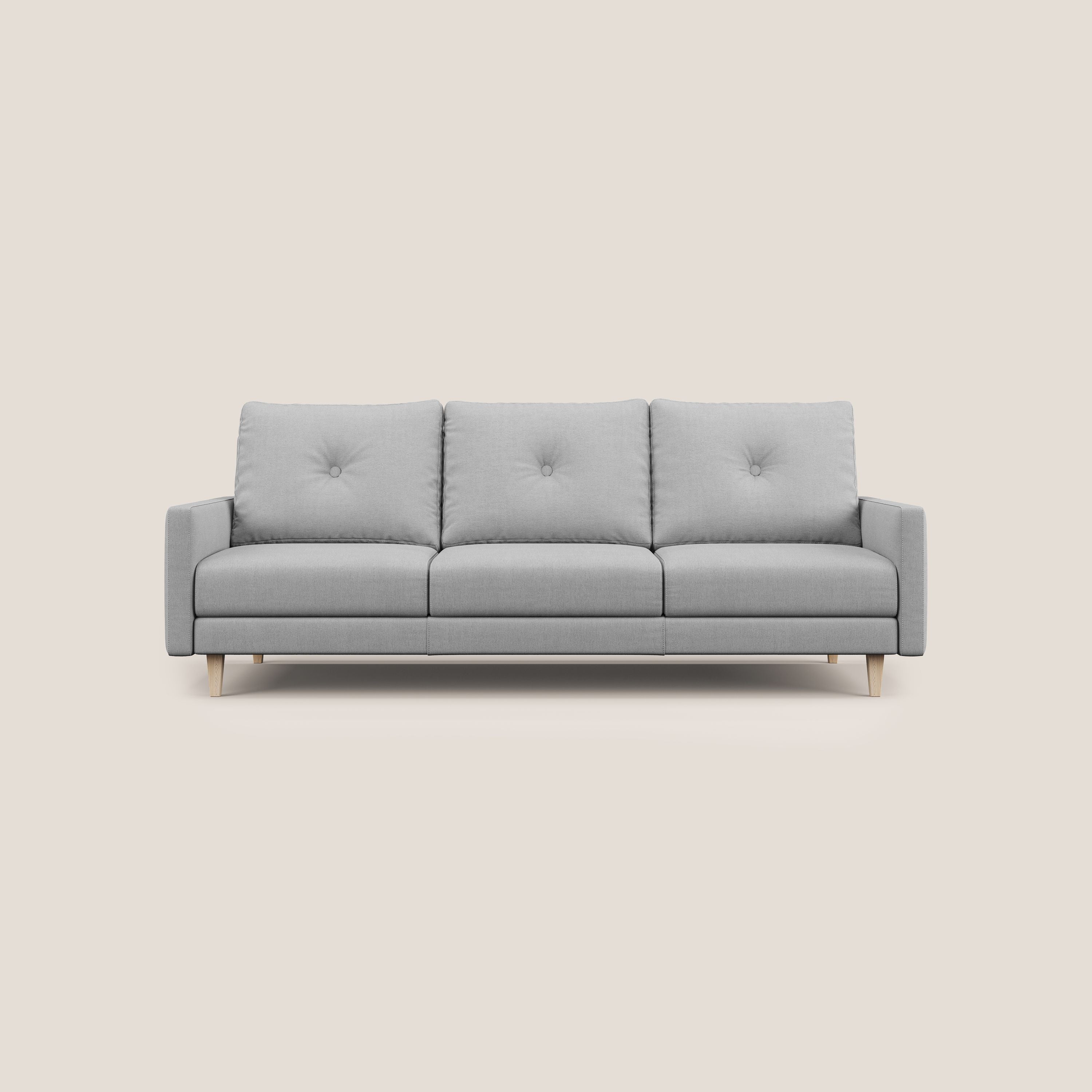 Matisse divano a 3 sedute allungabili e schienali in piuma d'oca in tessuto smacchiabile T17 grigio - divani.store