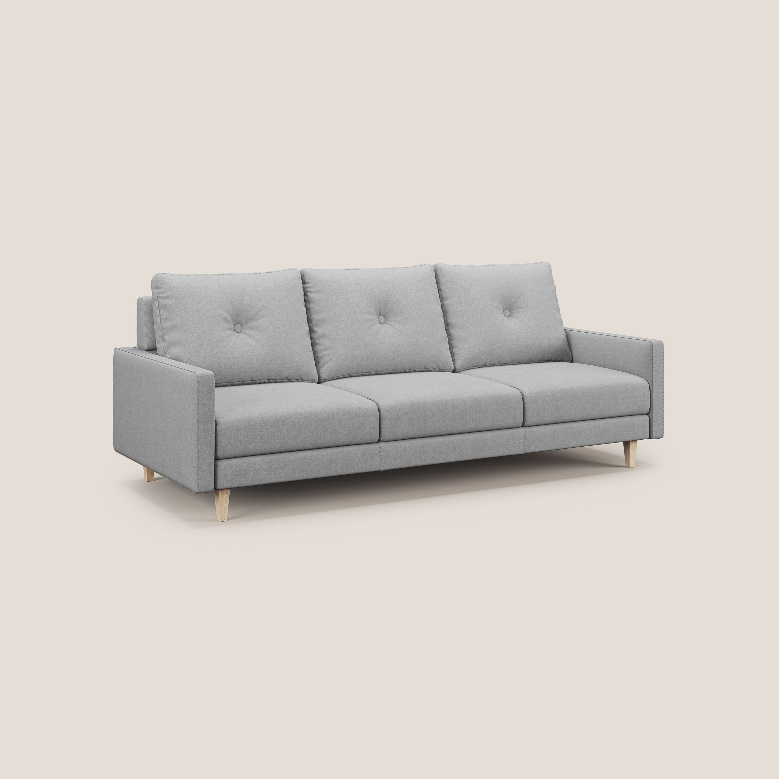 Matisse divano a 3 sedute allungabili e schienali in piuma d'oca in tessuto smacchiabile T17 grigio - divani.store