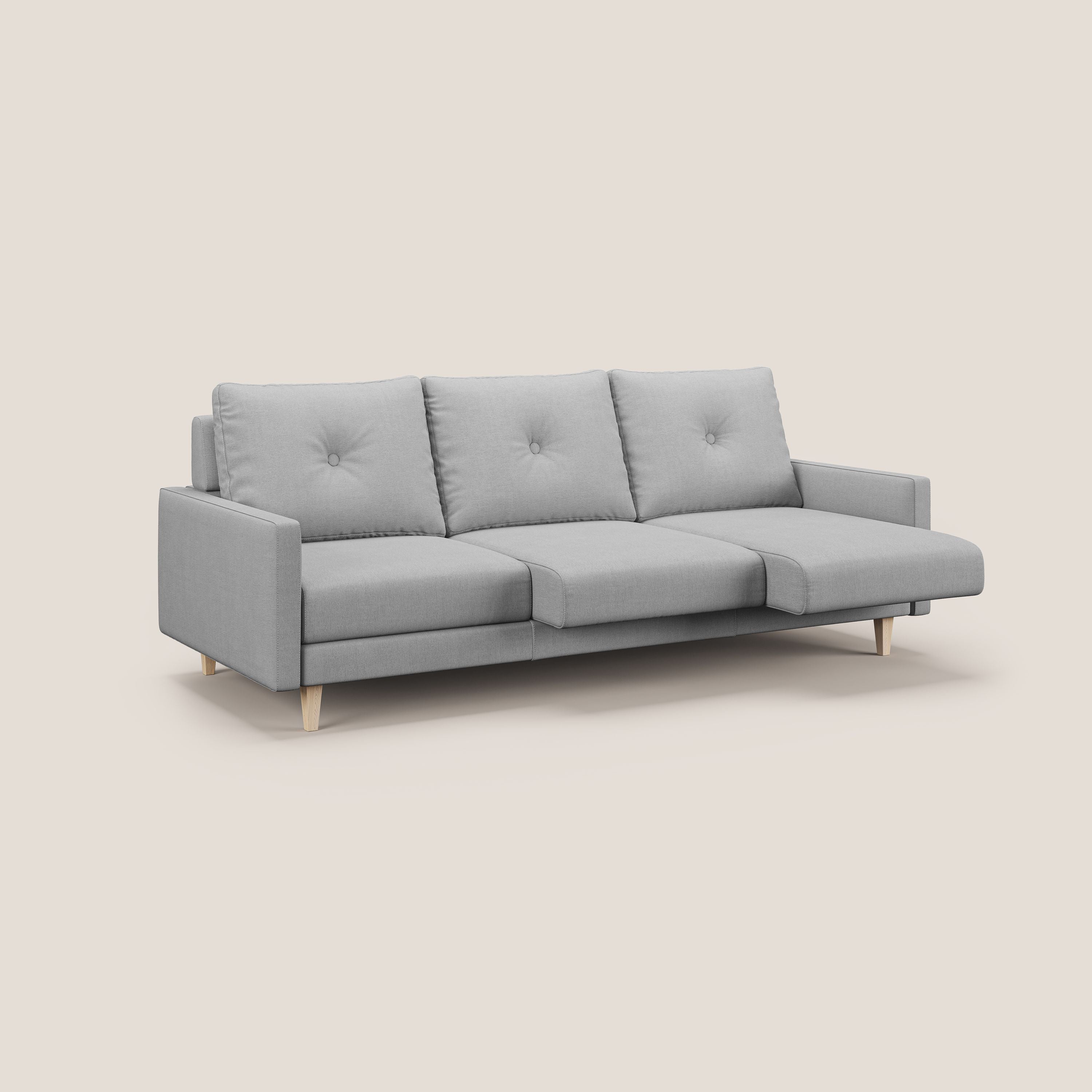 Matisse divano a 3 sedute allungabili e schienali in piuma d'oca in tessuto smacchiabile T17 grigio - divani.store